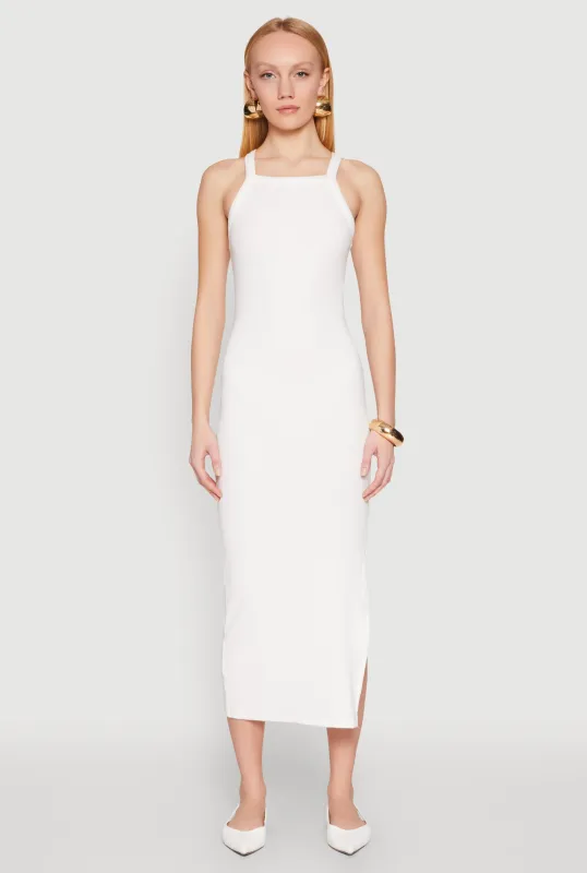 Iris Ribbed Knit Side Slit Dress sold by Rainbow