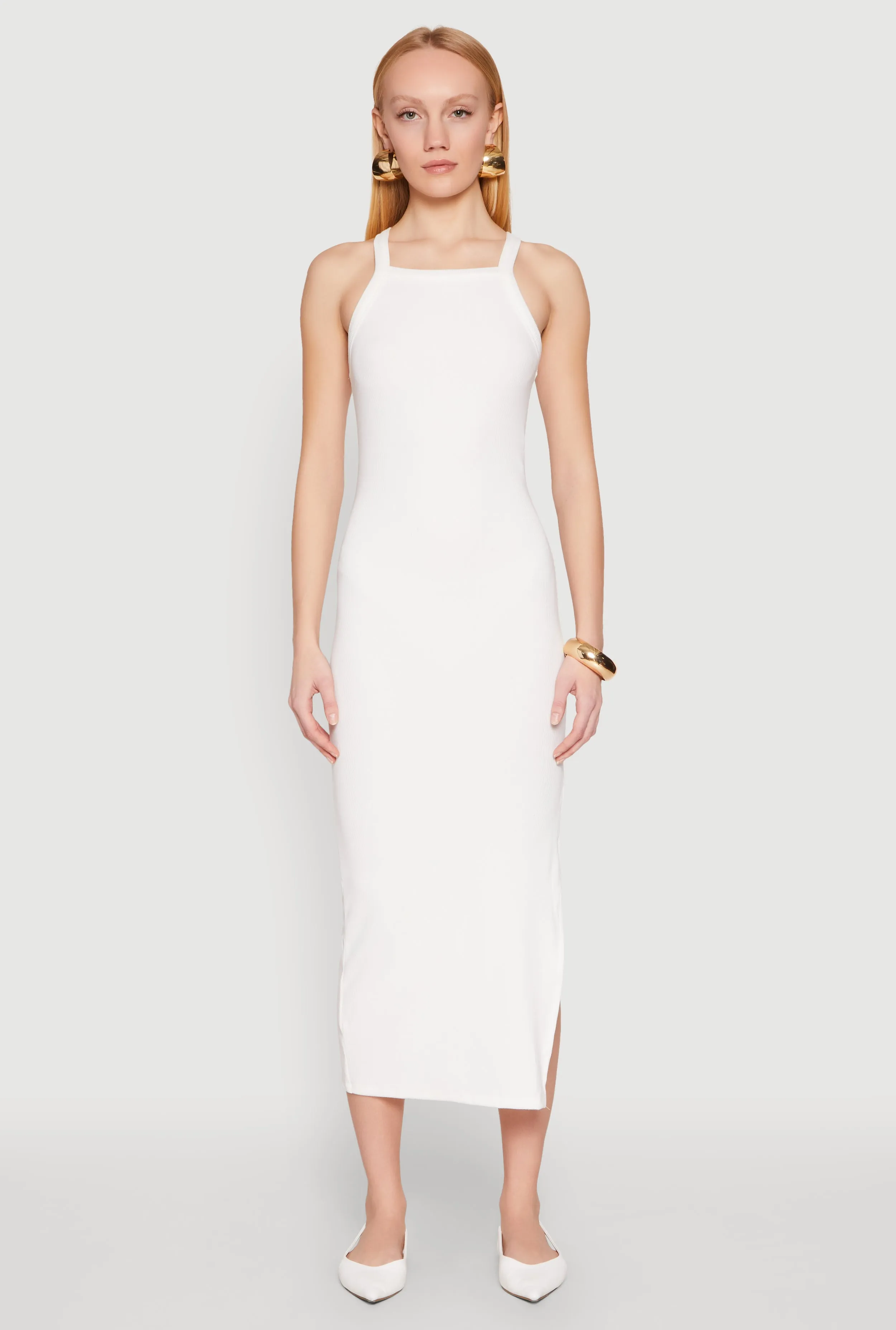 Iris Ribbed Knit Side Slit Dress sold by Rainbow