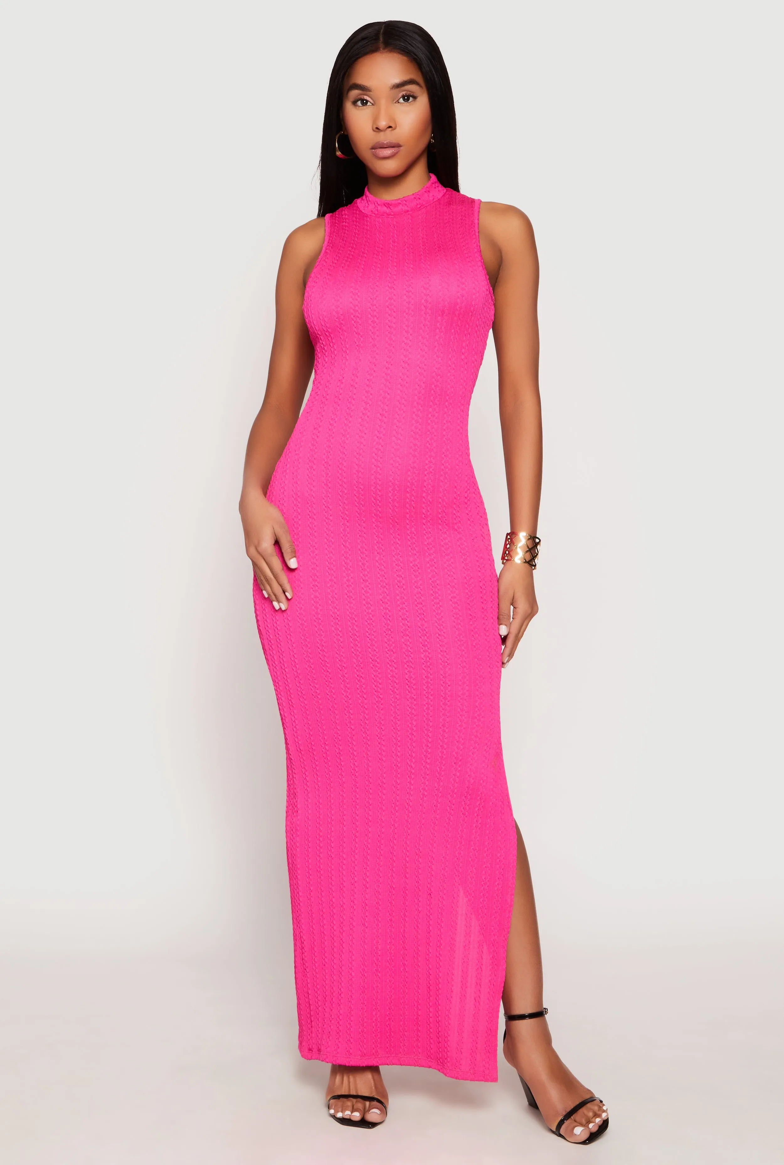 Textured Knit Turtleneck Maxi Dress sold by Rainbow product image thumbnail 2