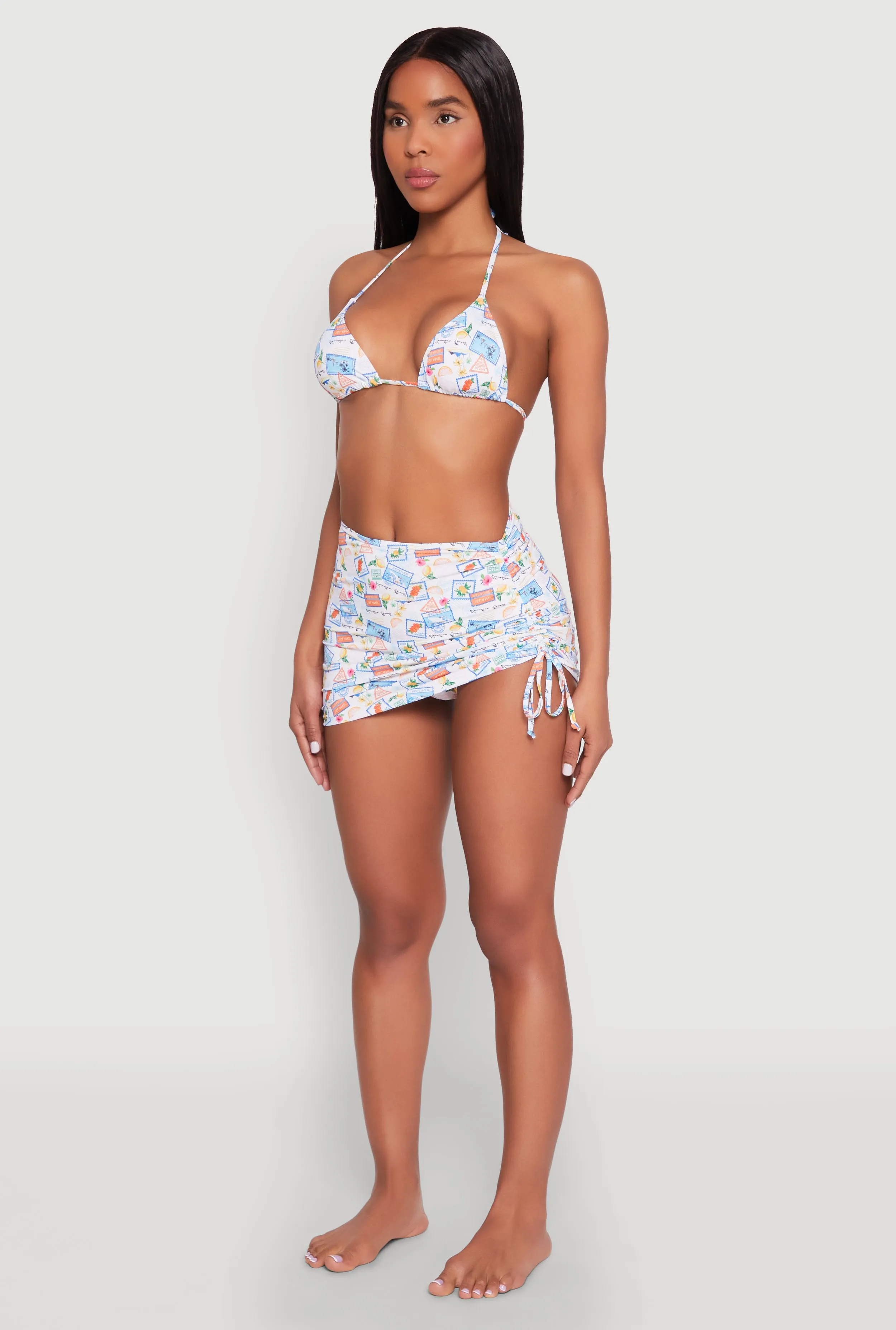 Tropical Postage Print Ruched Cover Up Skirt sold by Rainbow product image thumbnail 3