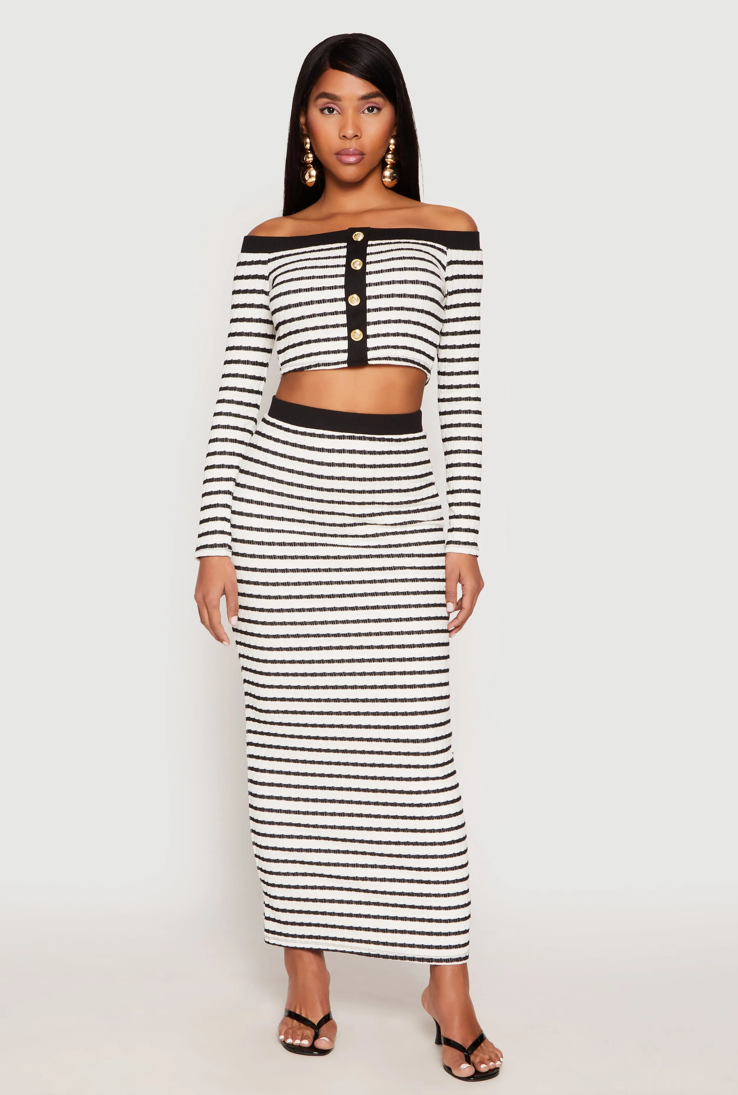 Striped Textured Knit Maxi Skirt sold by Rainbow product image thumbnail 2
