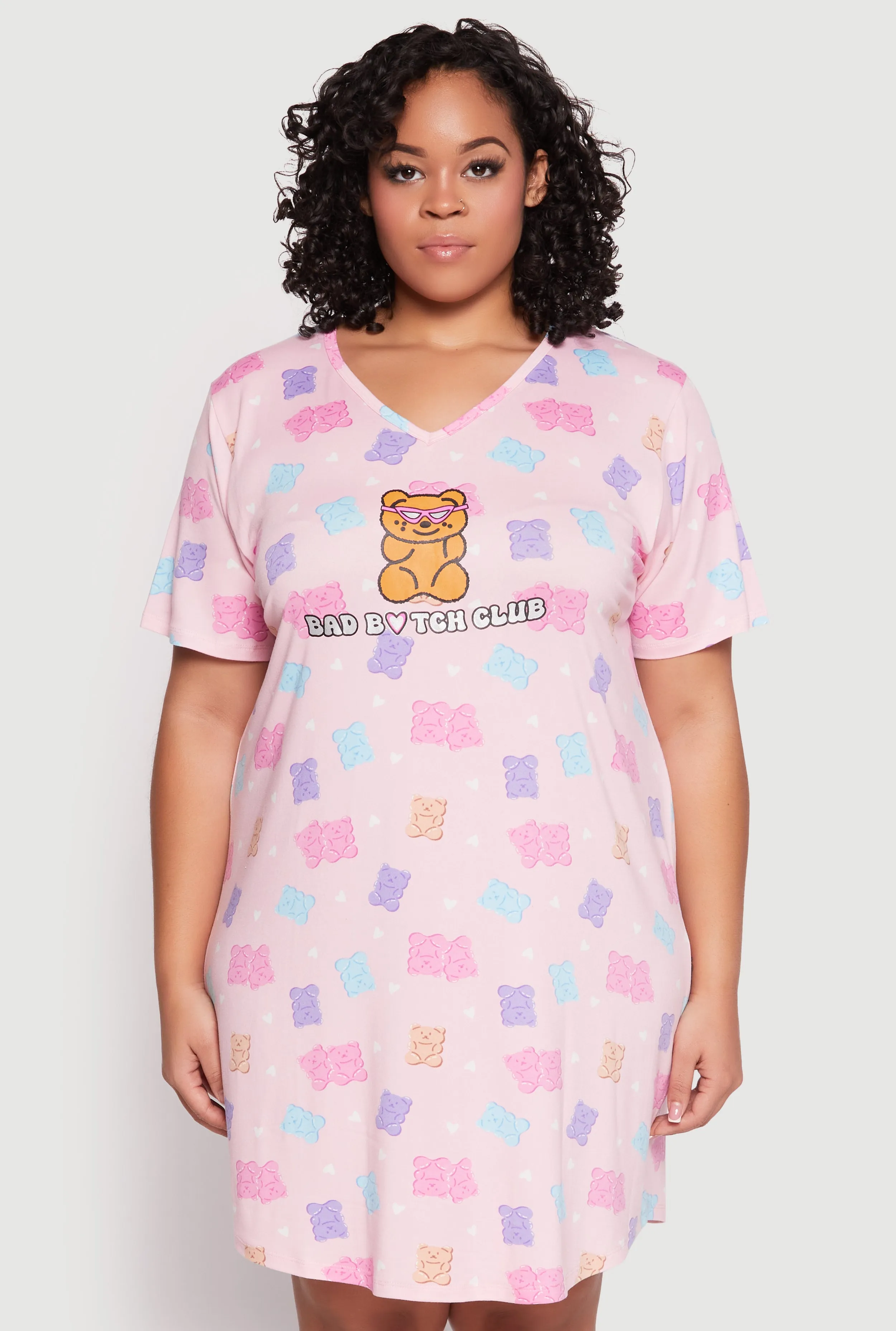 Plus Size Gummy Bear Print Short Sleeve Sleepshirt sold by Rainbow