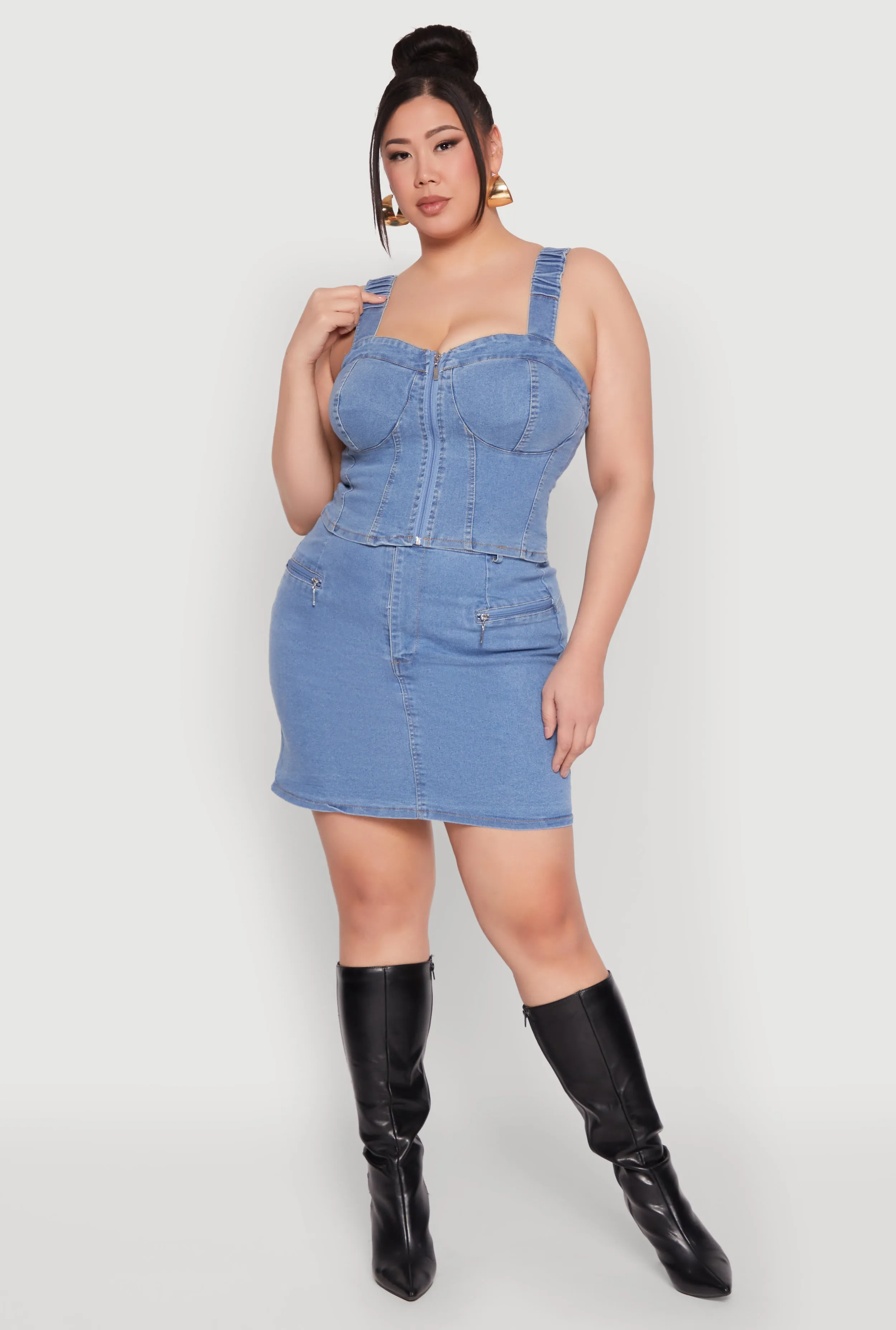 Plus Size Denim Zip Front Bustier Top sold by Rainbow product image thumbnail 3