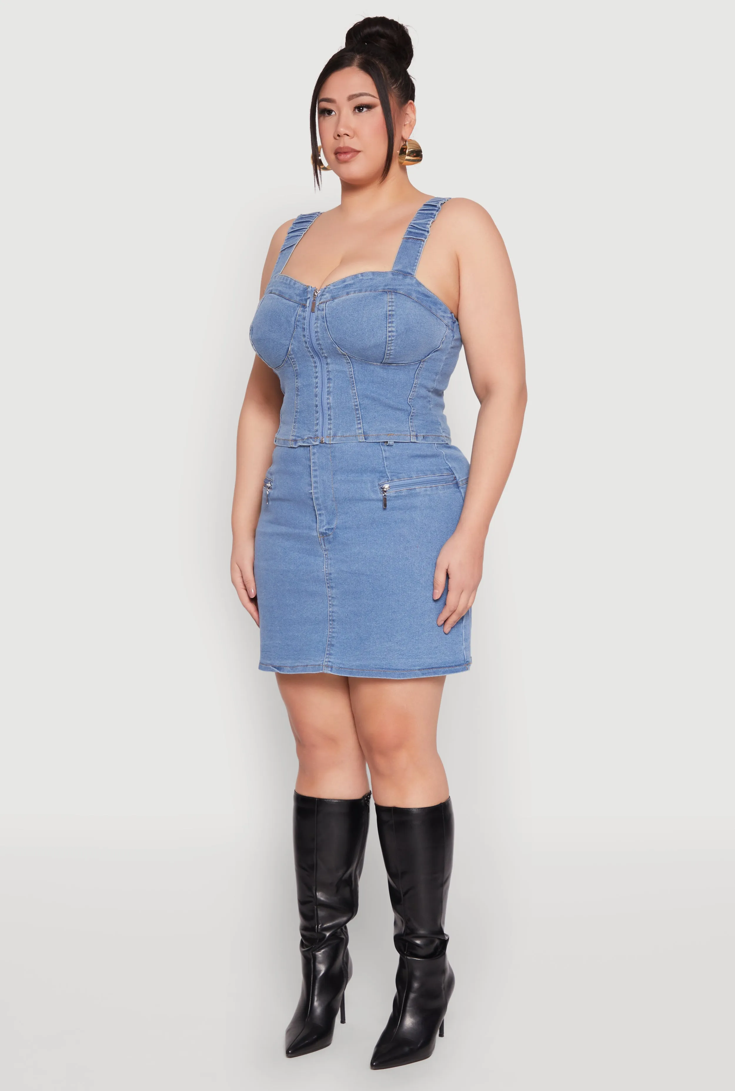 Plus Size Denim Zip Front Bustier Top sold by Rainbow product image thumbnail 5