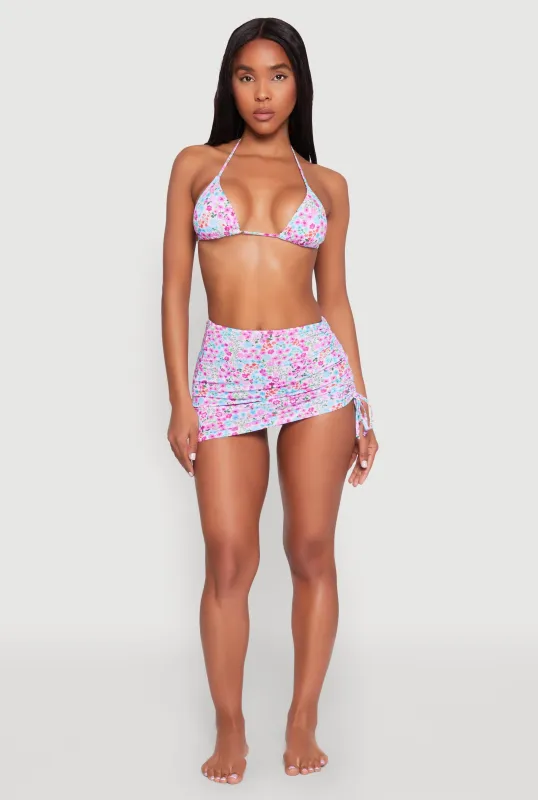 Daisy Print Ruched Cover Up Skirt sold by Rainbow