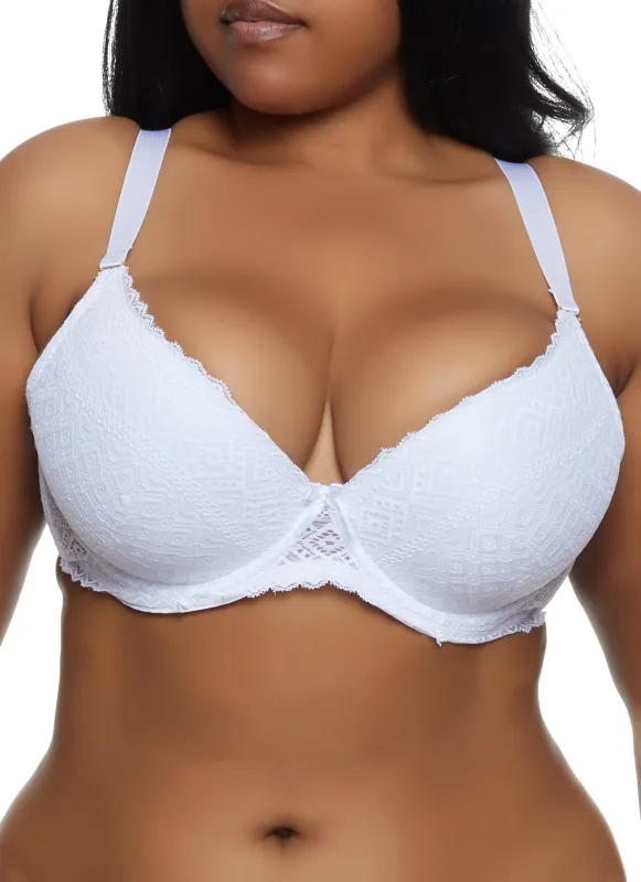 Plus Size Convertible Strap Lace Plunge Bra sold by Rainbow