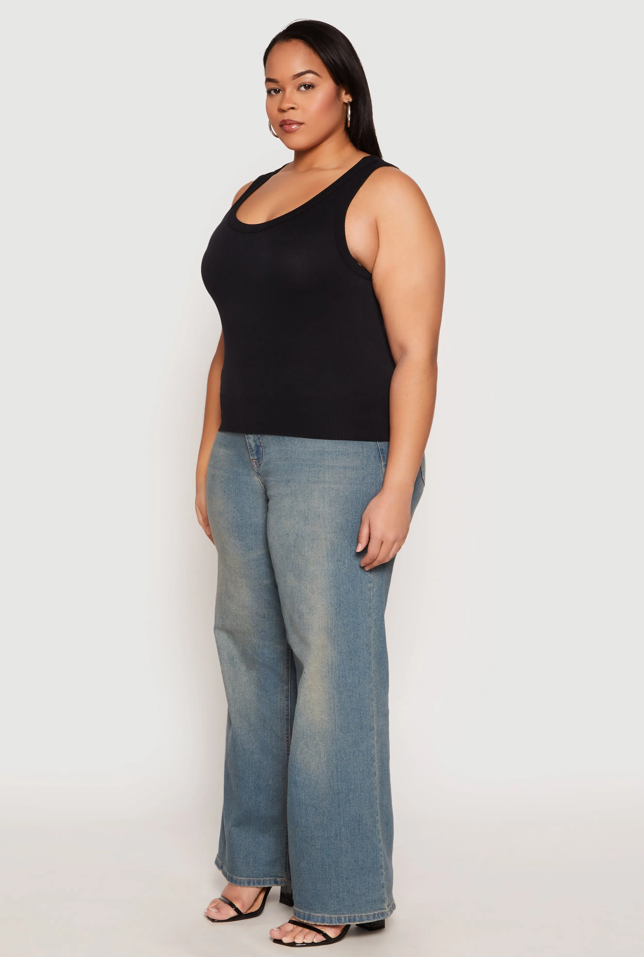 Plus Size Seamless Ribbed Knit Trim Tank Top sold by Rainbow product image thumbnail 5