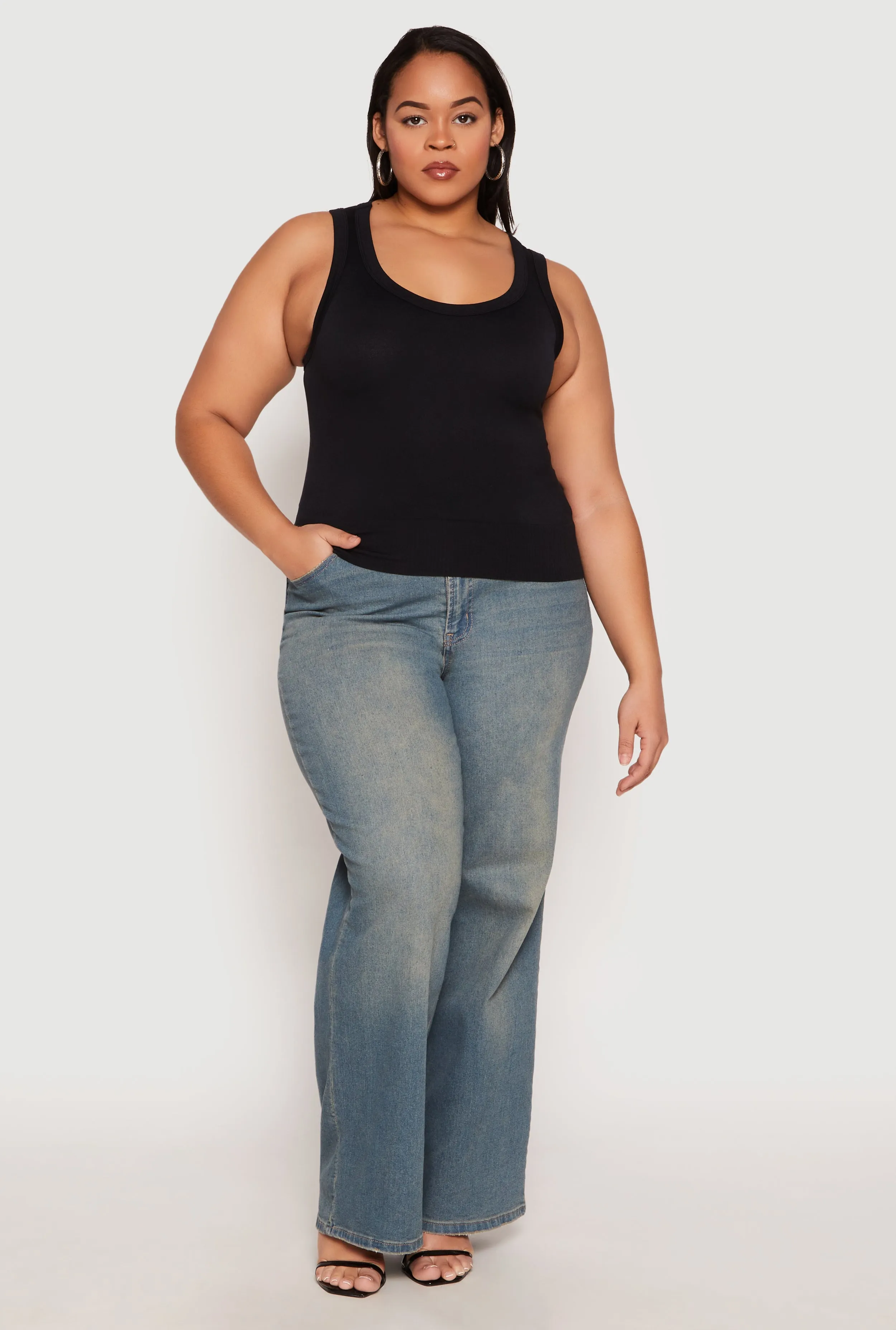 Plus Size Seamless Ribbed Knit Trim Tank Top sold by Rainbow product image thumbnail 3