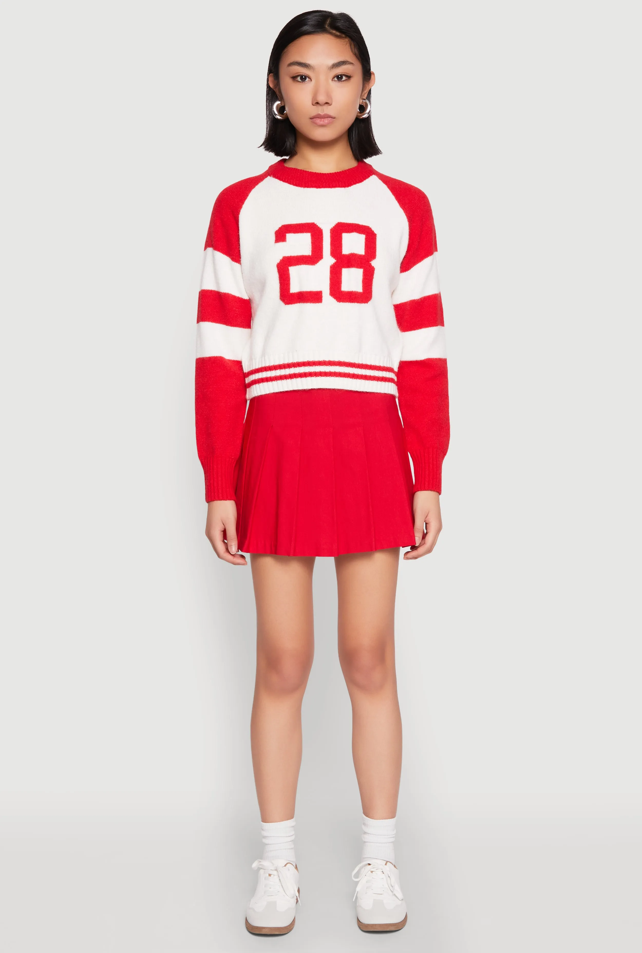 Daisy 28 Varsity Stripe Graphic Sweater sold by Rainbow