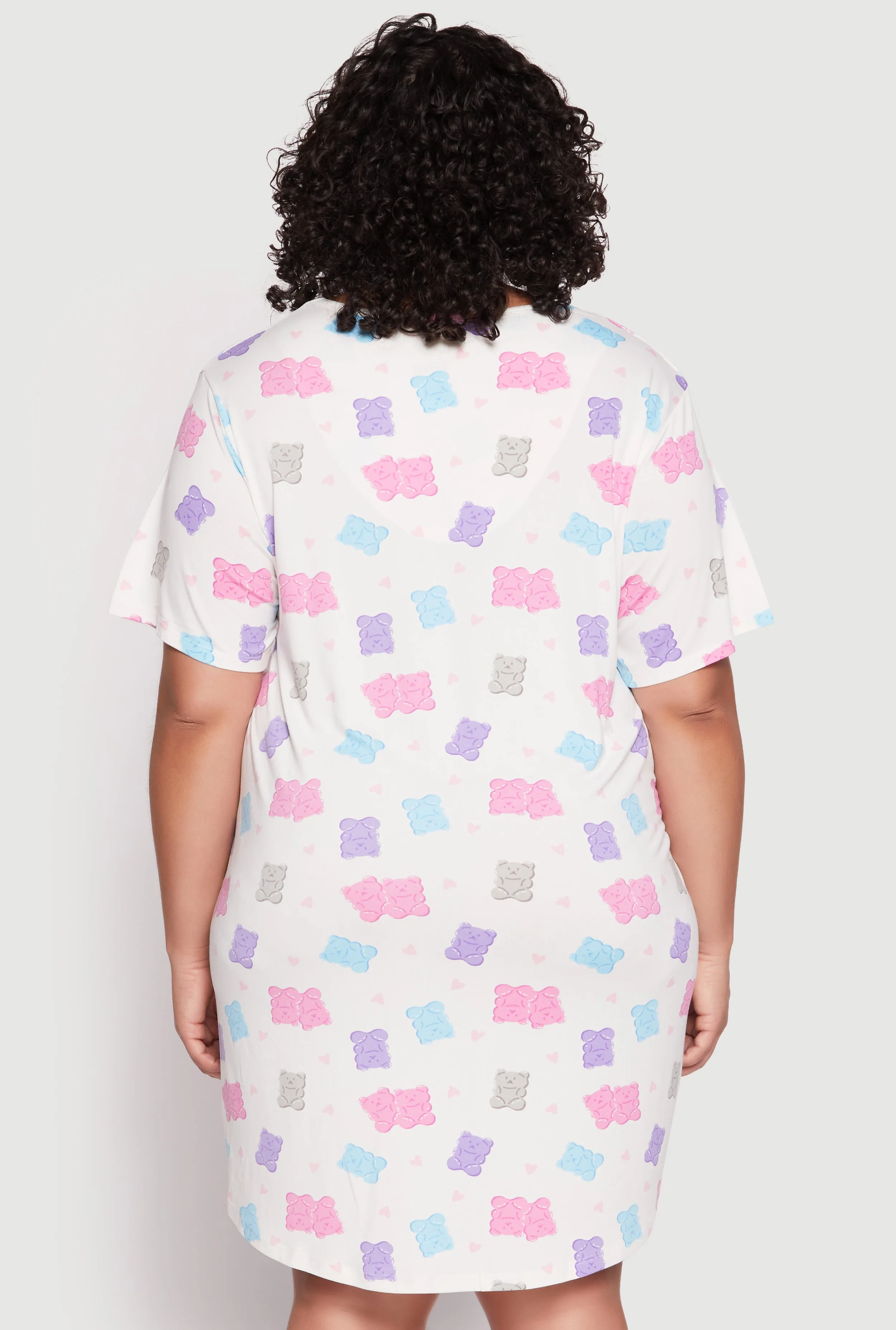 Plus Size Gummy Bear Print Short Sleeve Sleepshirt sold by Rainbow product image thumbnail 2
