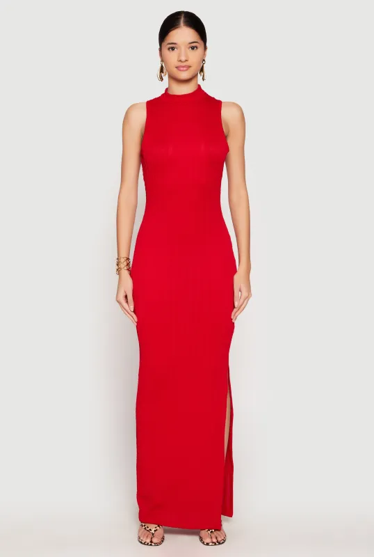 Textured Knit Turtleneck Maxi Dress sold by Rainbow