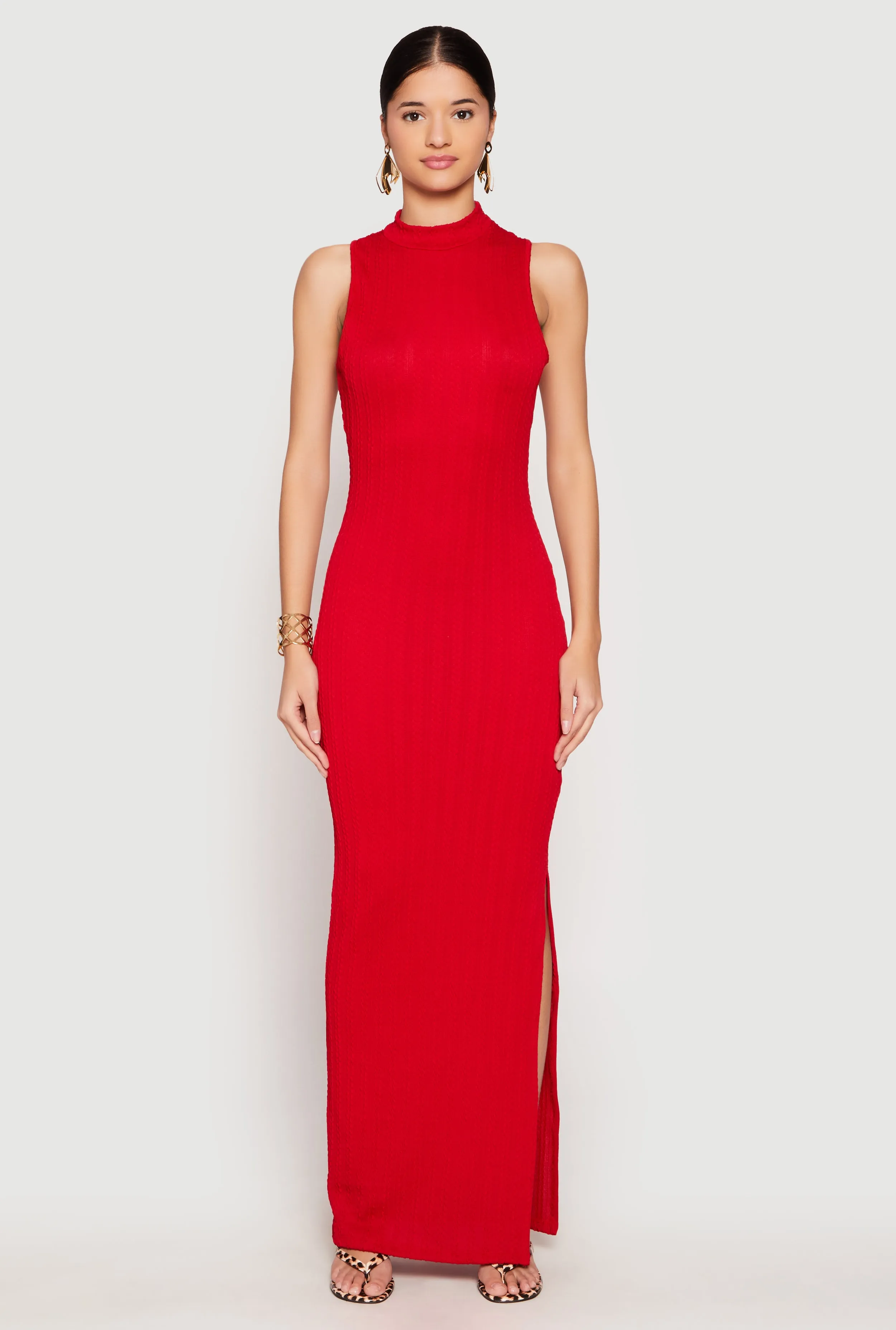 Textured Knit Turtleneck Maxi Dress sold by Rainbow