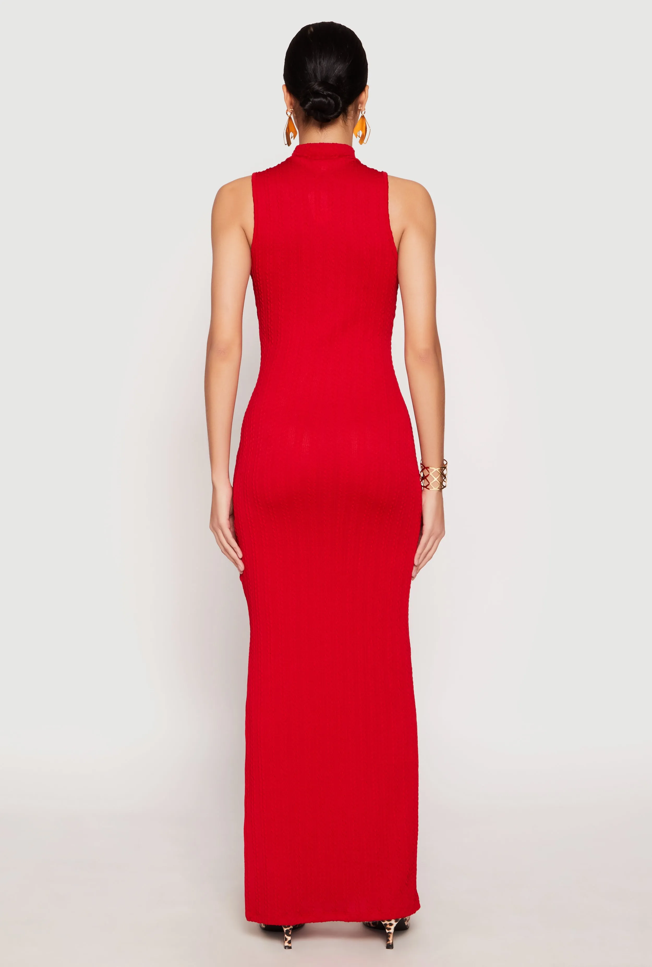 Textured Knit Turtleneck Maxi Dress sold by Rainbow product image thumbnail 5