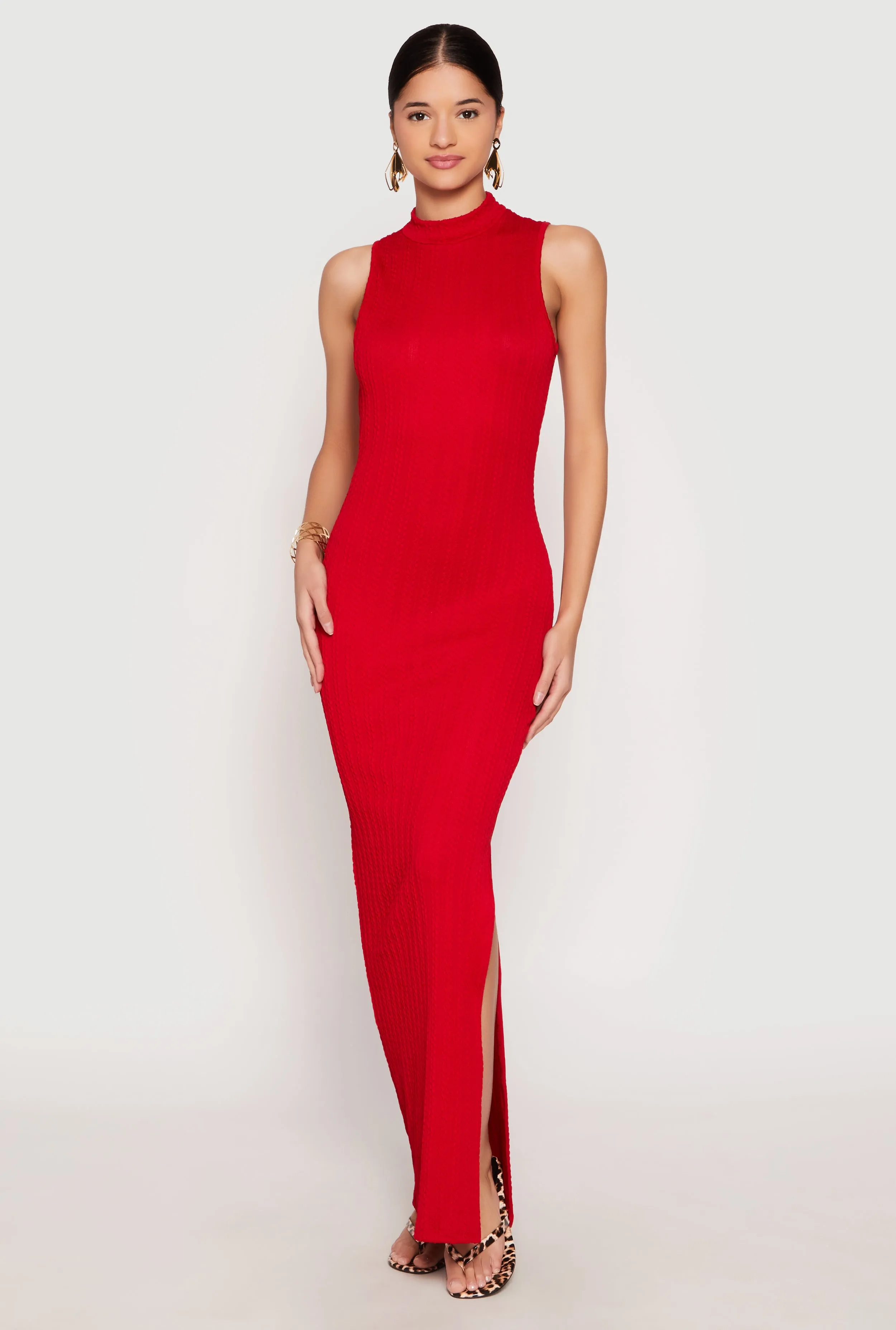 Textured Knit Turtleneck Maxi Dress sold by Rainbow product image thumbnail 2