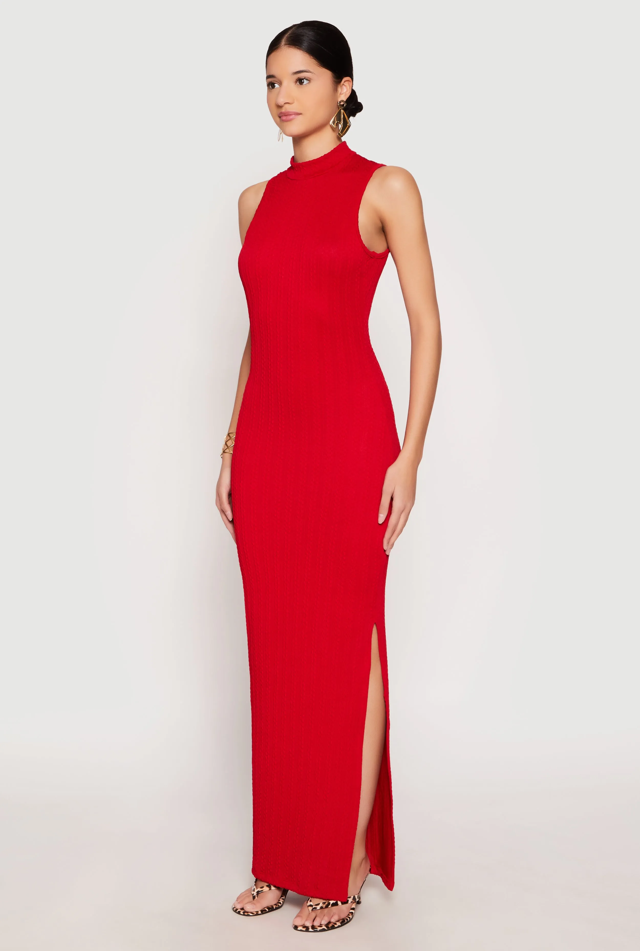 Textured Knit Turtleneck Maxi Dress sold by Rainbow product image thumbnail 3