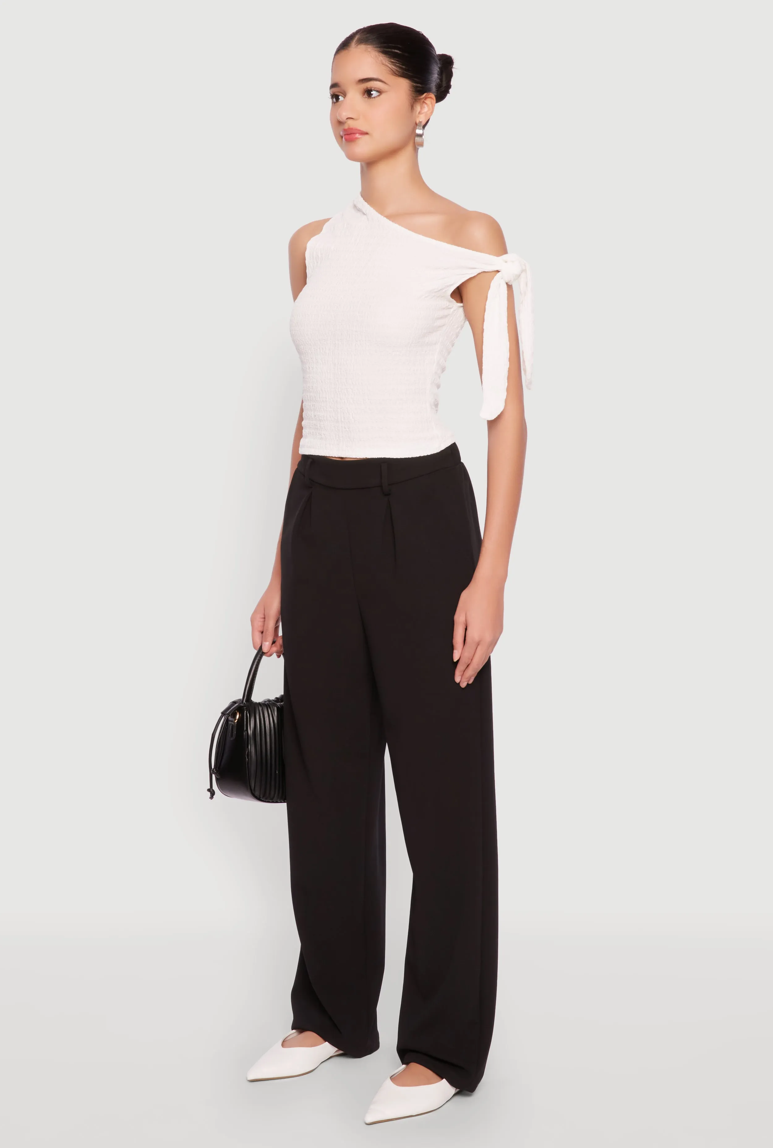 Textured Knit Tie Strap One Shoulder Top sold by Rainbow product image thumbnail 5