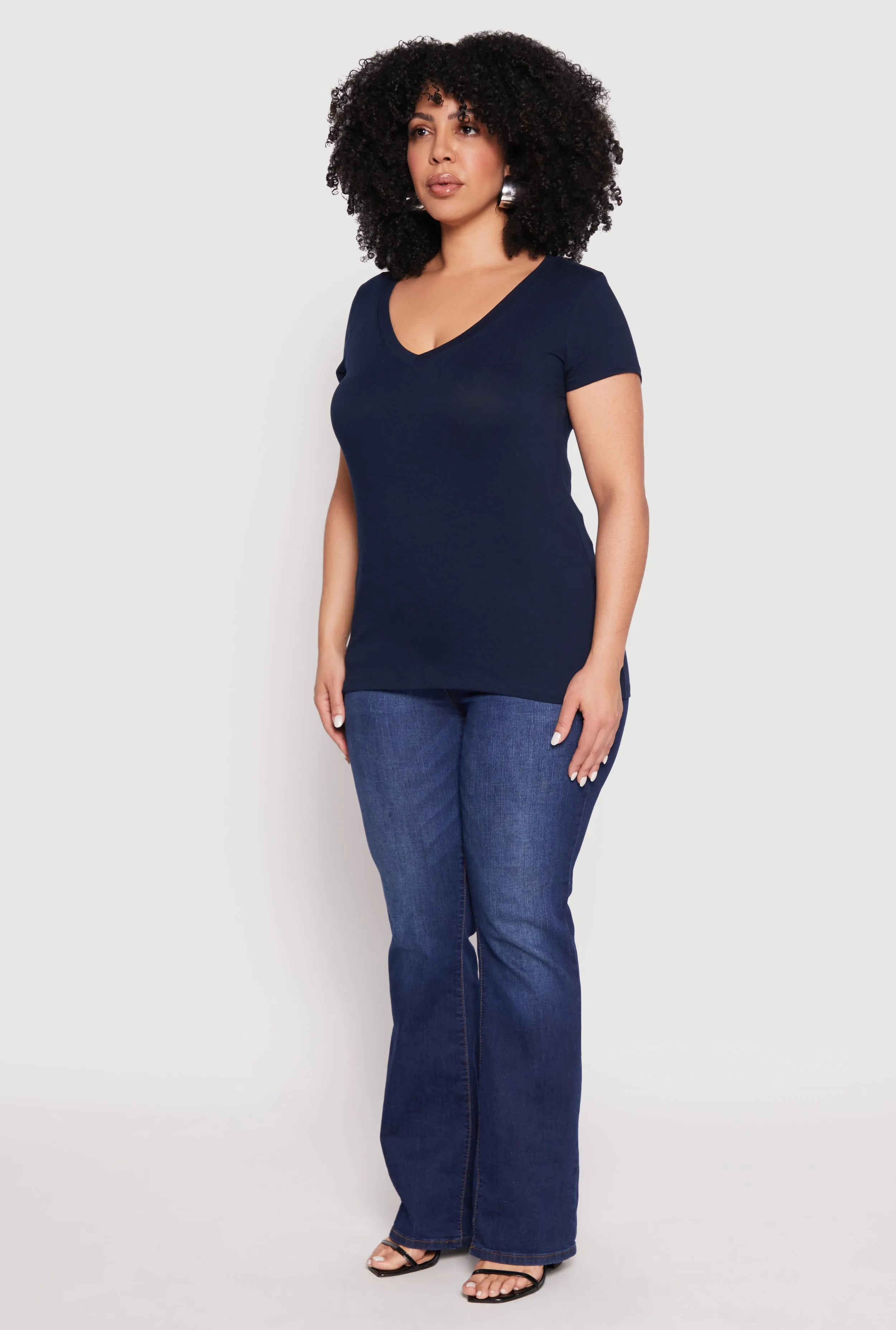 Plus Size Basic V Neck T Shirt sold by Rainbow product image thumbnail 5