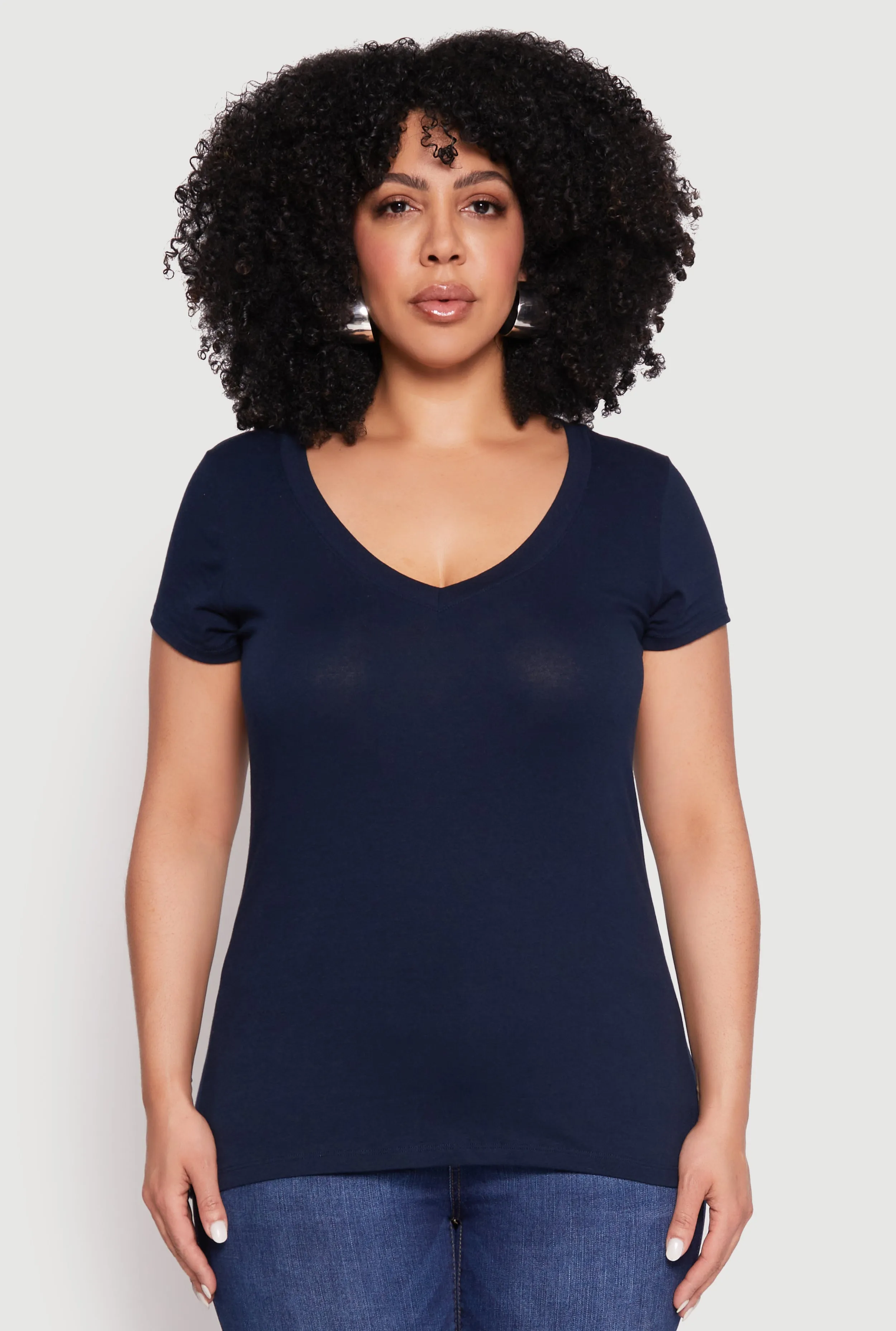Plus Size Basic V Neck T Shirt sold by Rainbow product image thumbnail 2