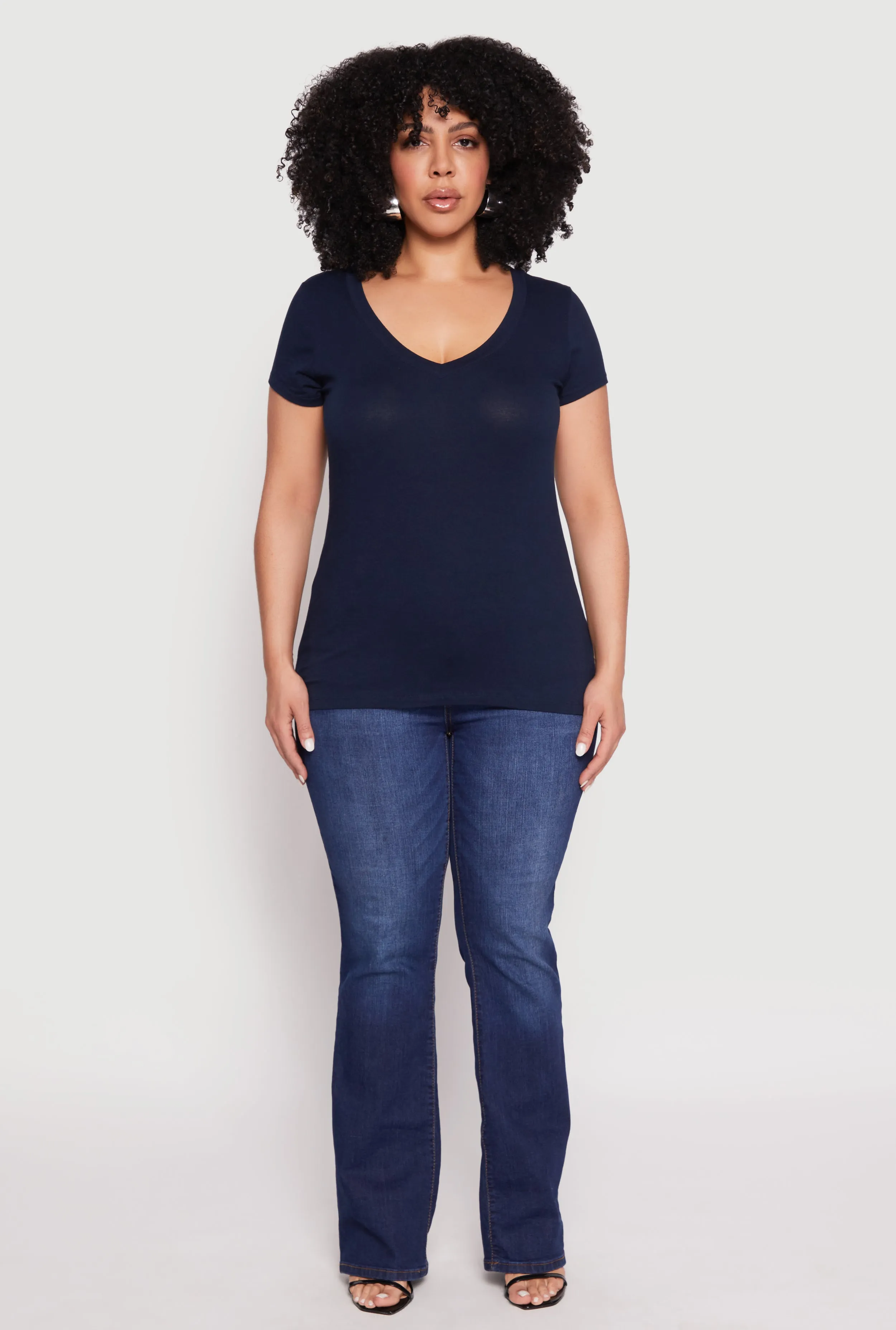 Plus Size Basic V Neck T Shirt sold by Rainbow