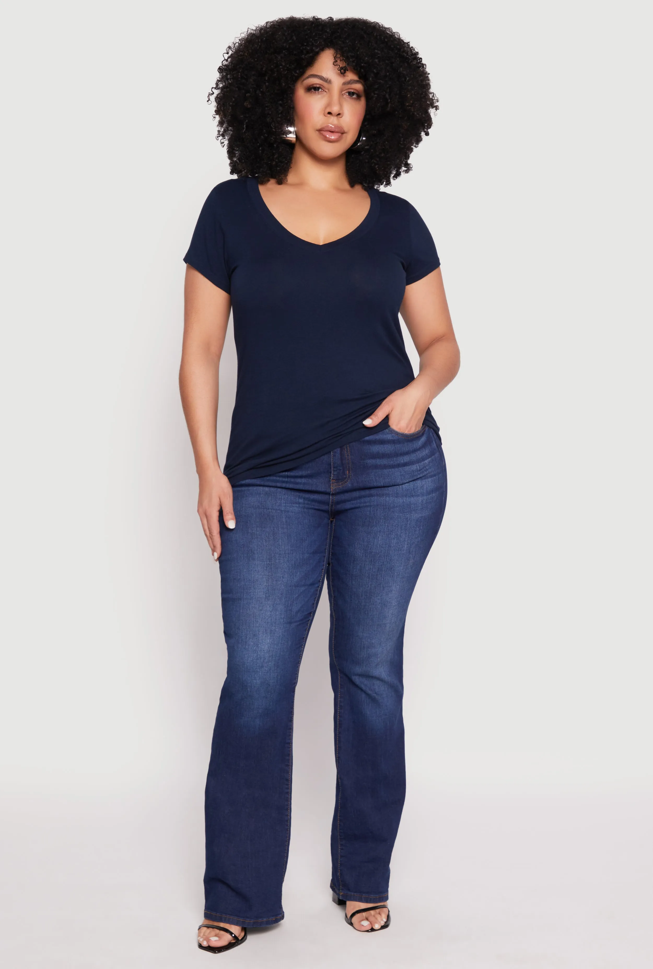 Plus Size Basic V Neck T Shirt sold by Rainbow product image thumbnail 3