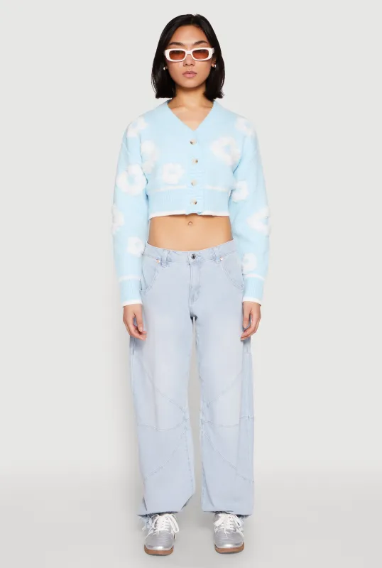 Daisy Chenille Floral Cropped Cardigan sold by Rainbow