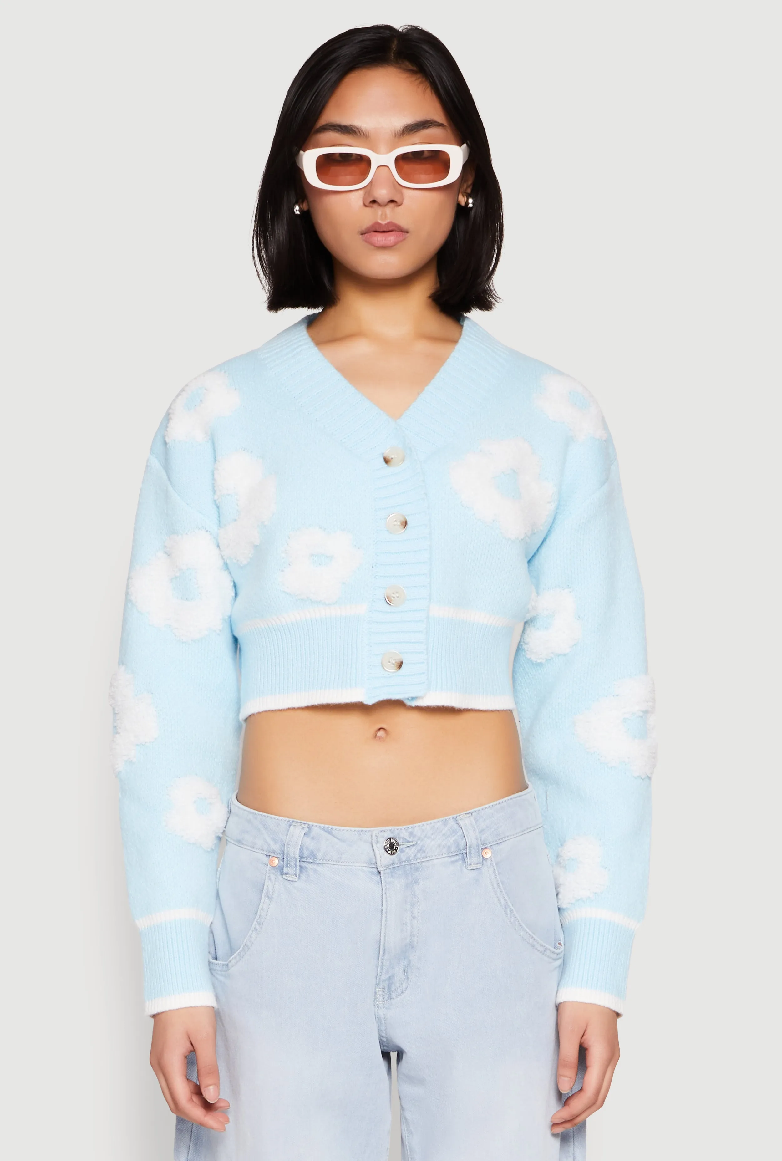 Daisy Chenille Floral Cropped Cardigan sold by Rainbow product image thumbnail 2