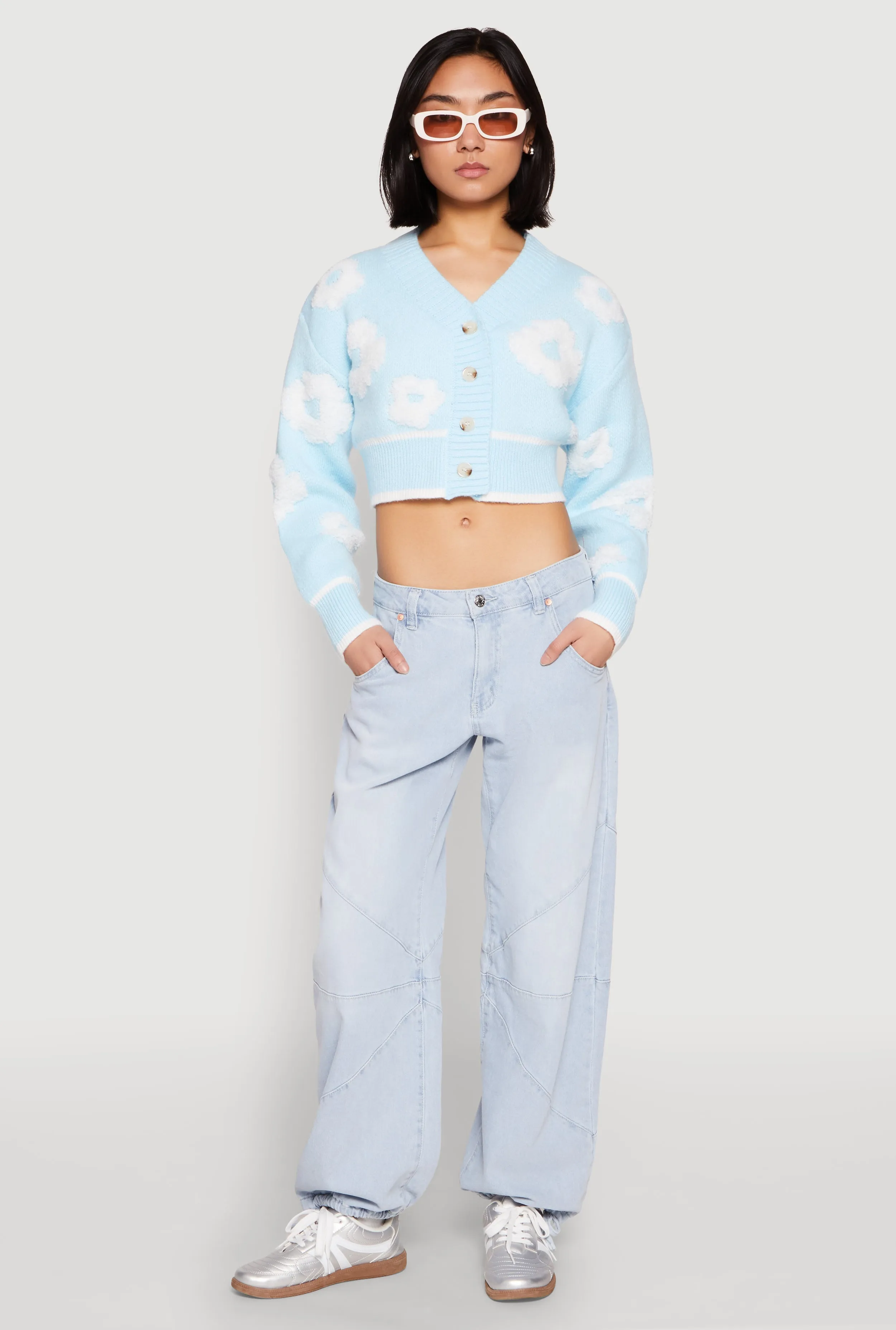 Daisy Chenille Floral Cropped Cardigan sold by Rainbow product image thumbnail 3