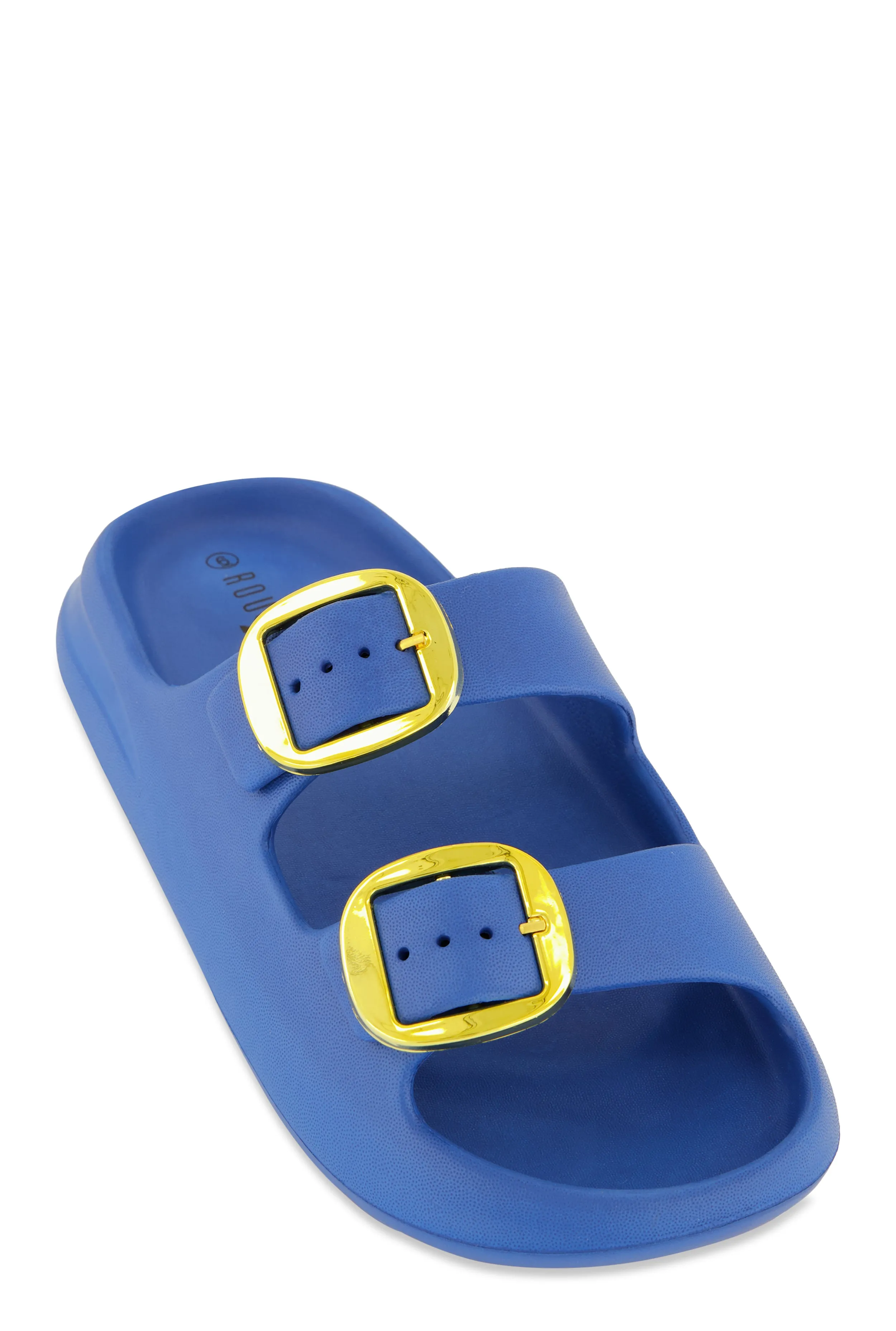 Double Buckle Band Slide Sandals sold by Rainbow