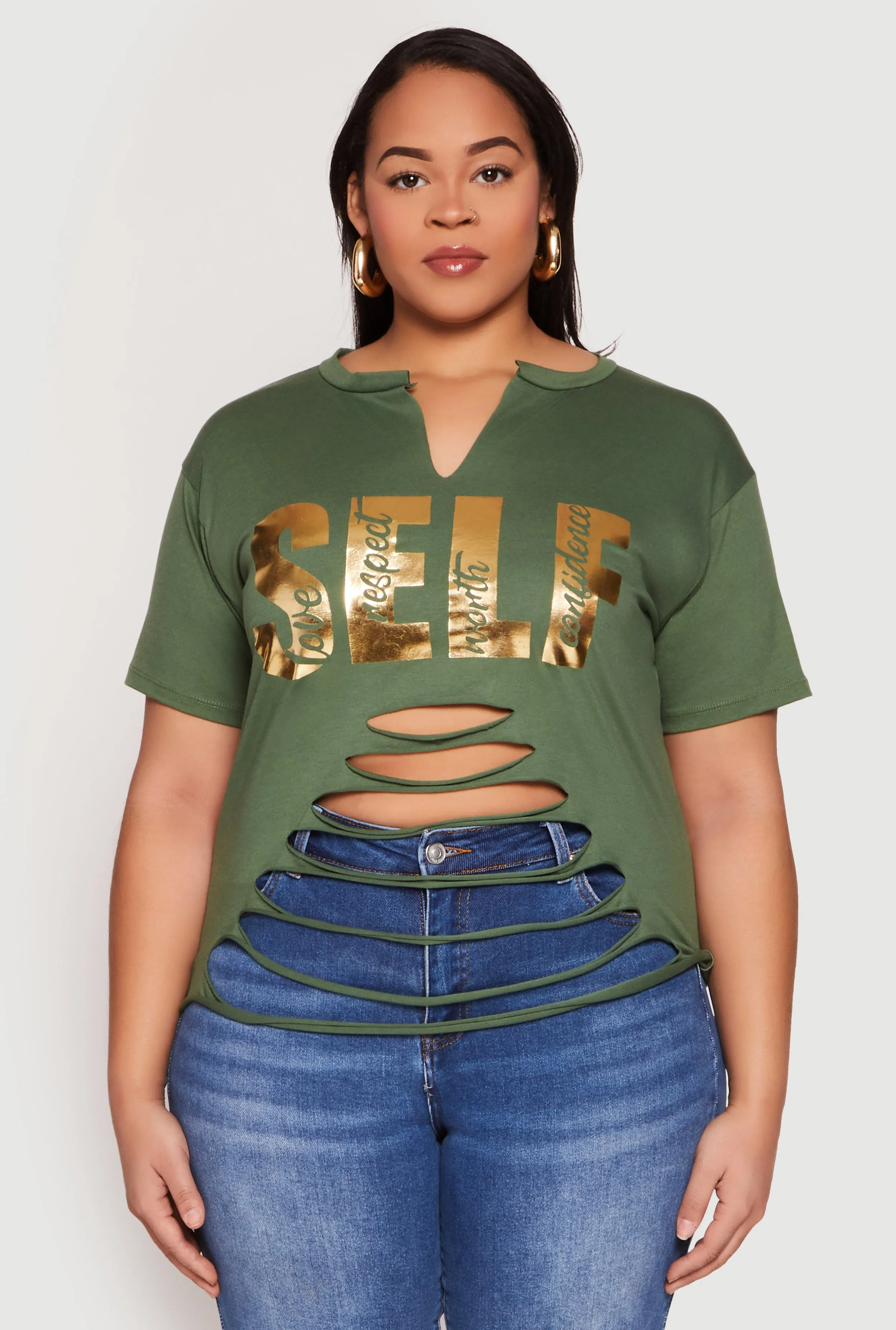 Plus Size Foil Screen Self Graphic Tee sold by Rainbow product image thumbnail 2