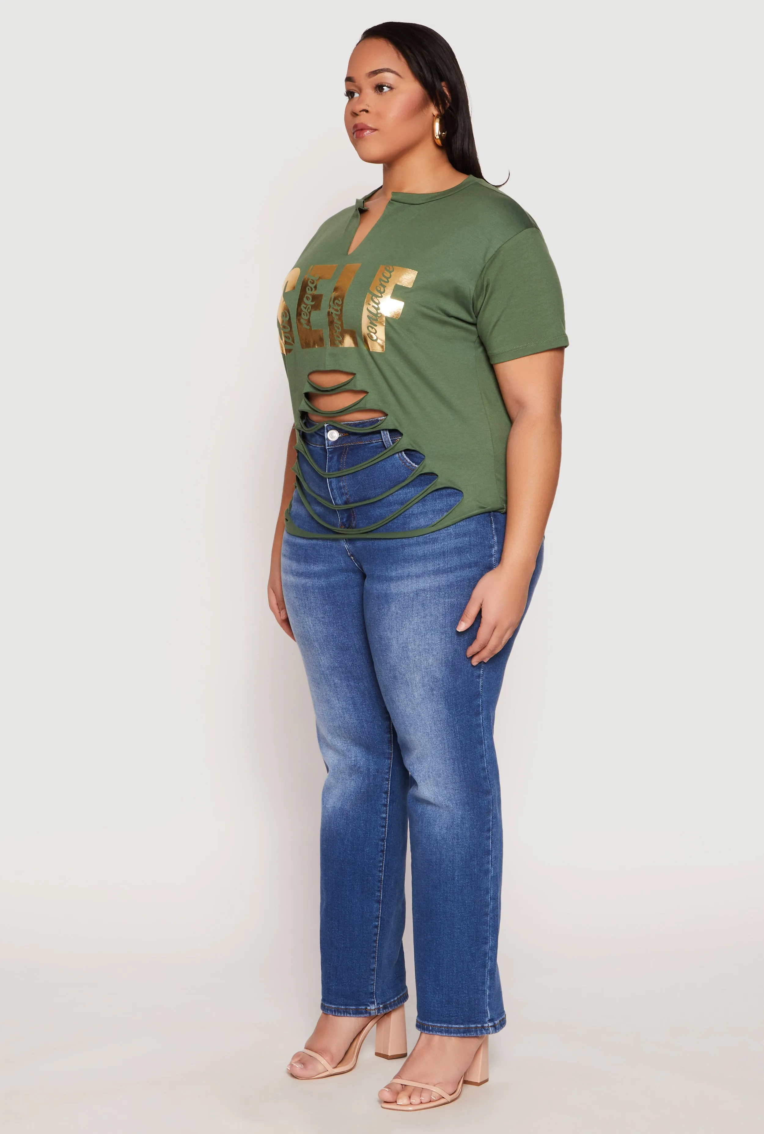 Plus Size Foil Screen Self Graphic Tee sold by Rainbow product image thumbnail 5