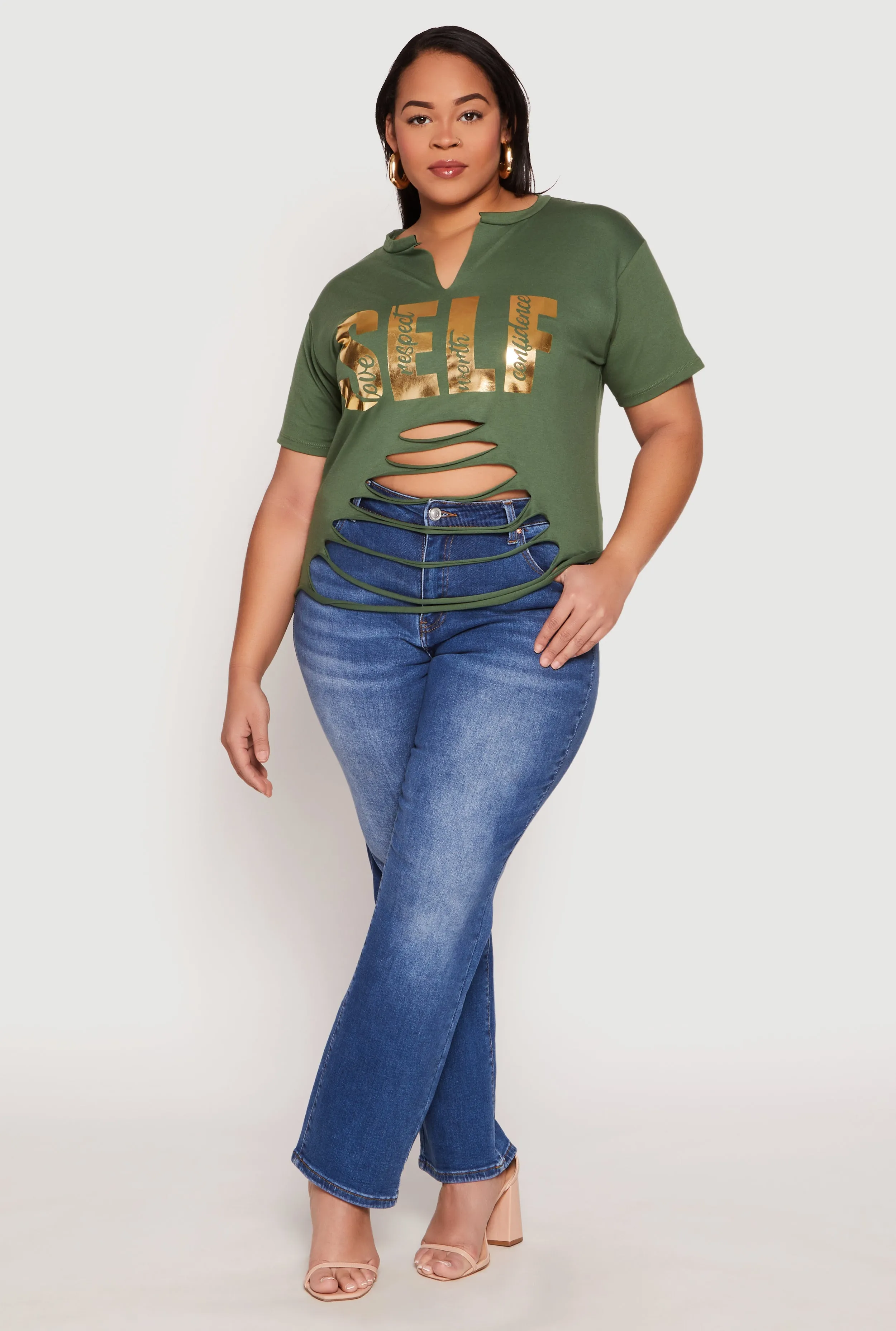 Plus Size Foil Screen Self Graphic Tee sold by Rainbow product image thumbnail 3