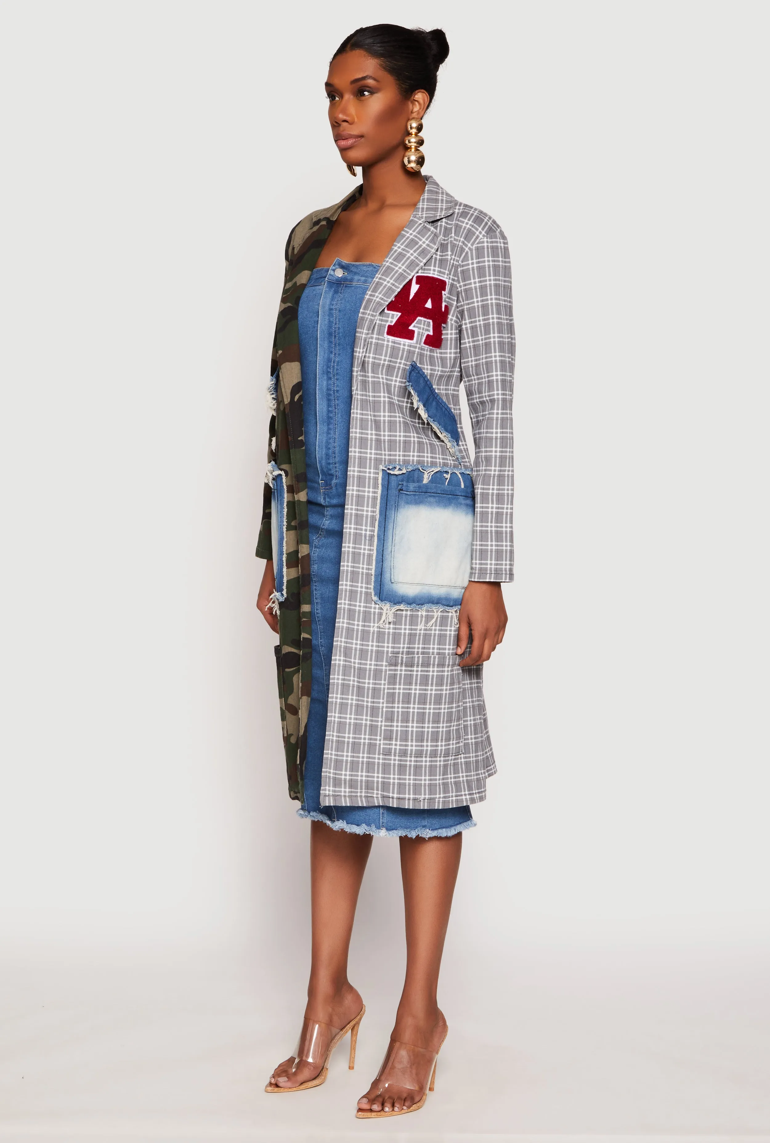 Spoon Jeans LA Chenille Patch Camo Plaid Coat sold by Rainbow product image thumbnail 2