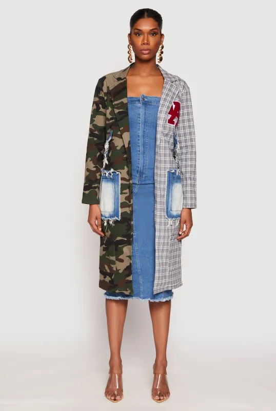 Spoon Jeans LA Chenille Patch Camo Plaid Coat sold by Rainbow