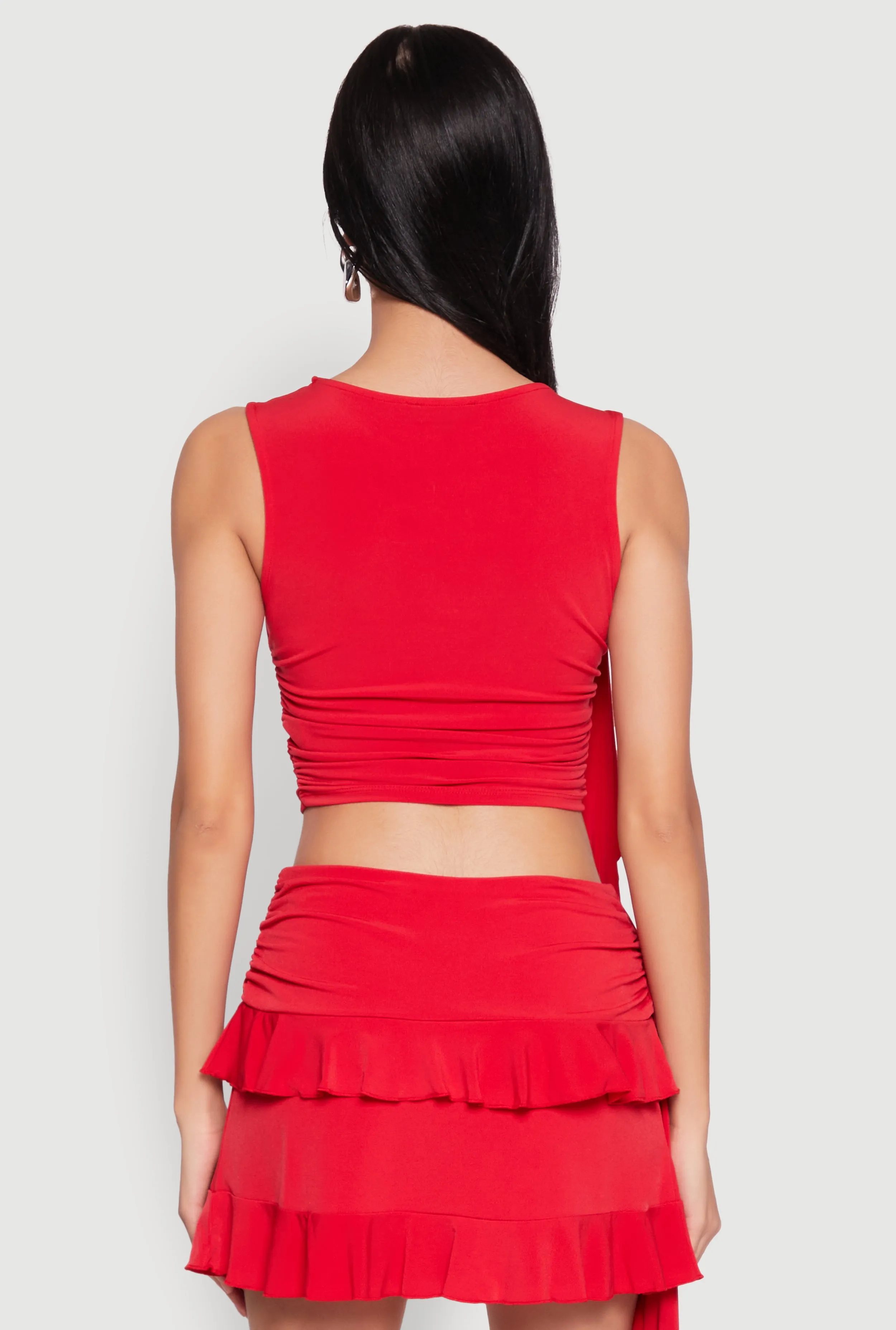 Ruffle Draped Ruched Crop Top sold by Rainbow product image thumbnail 5