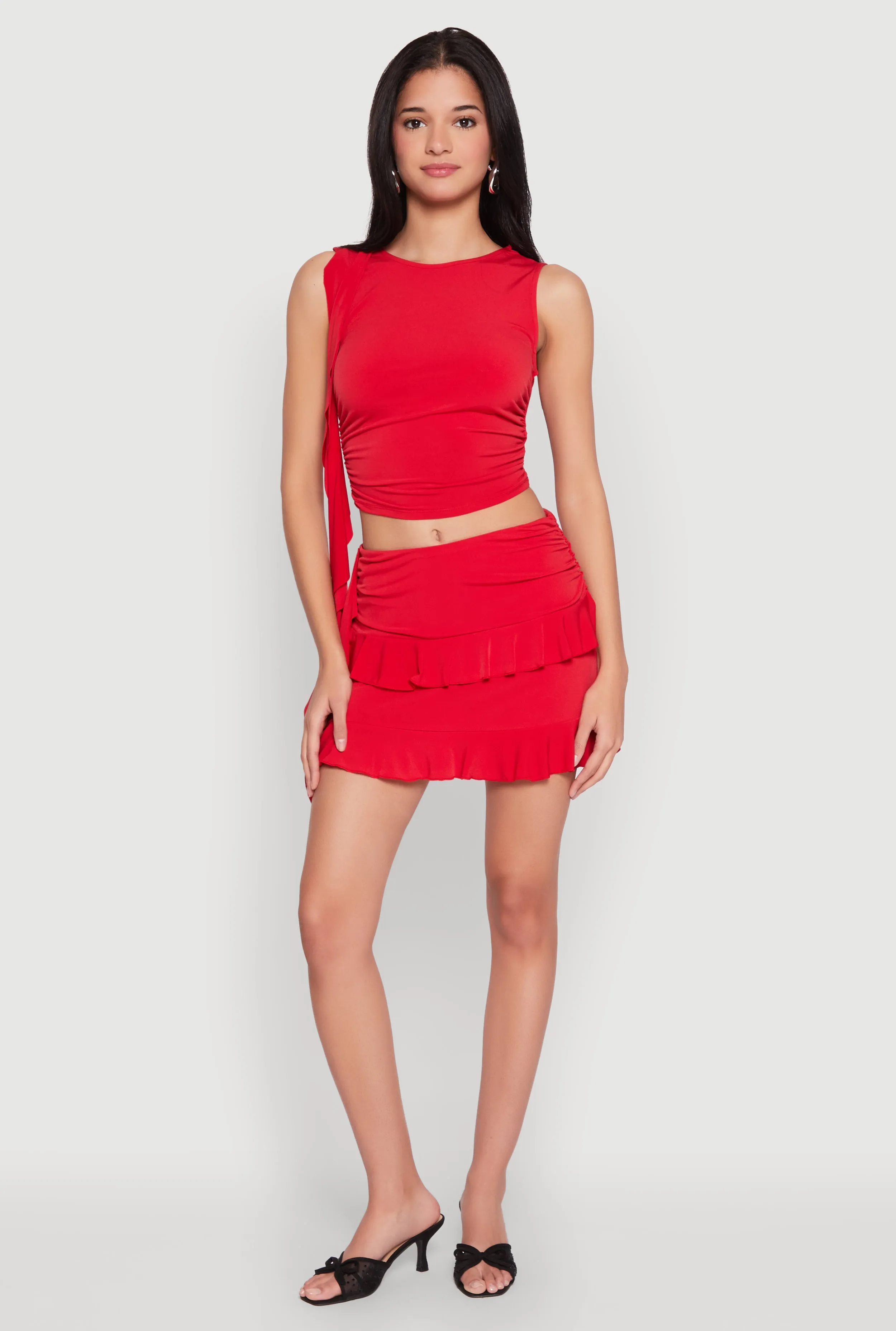 Ruffle Draped Tiered Mini Skirt sold by Rainbow product image thumbnail 2