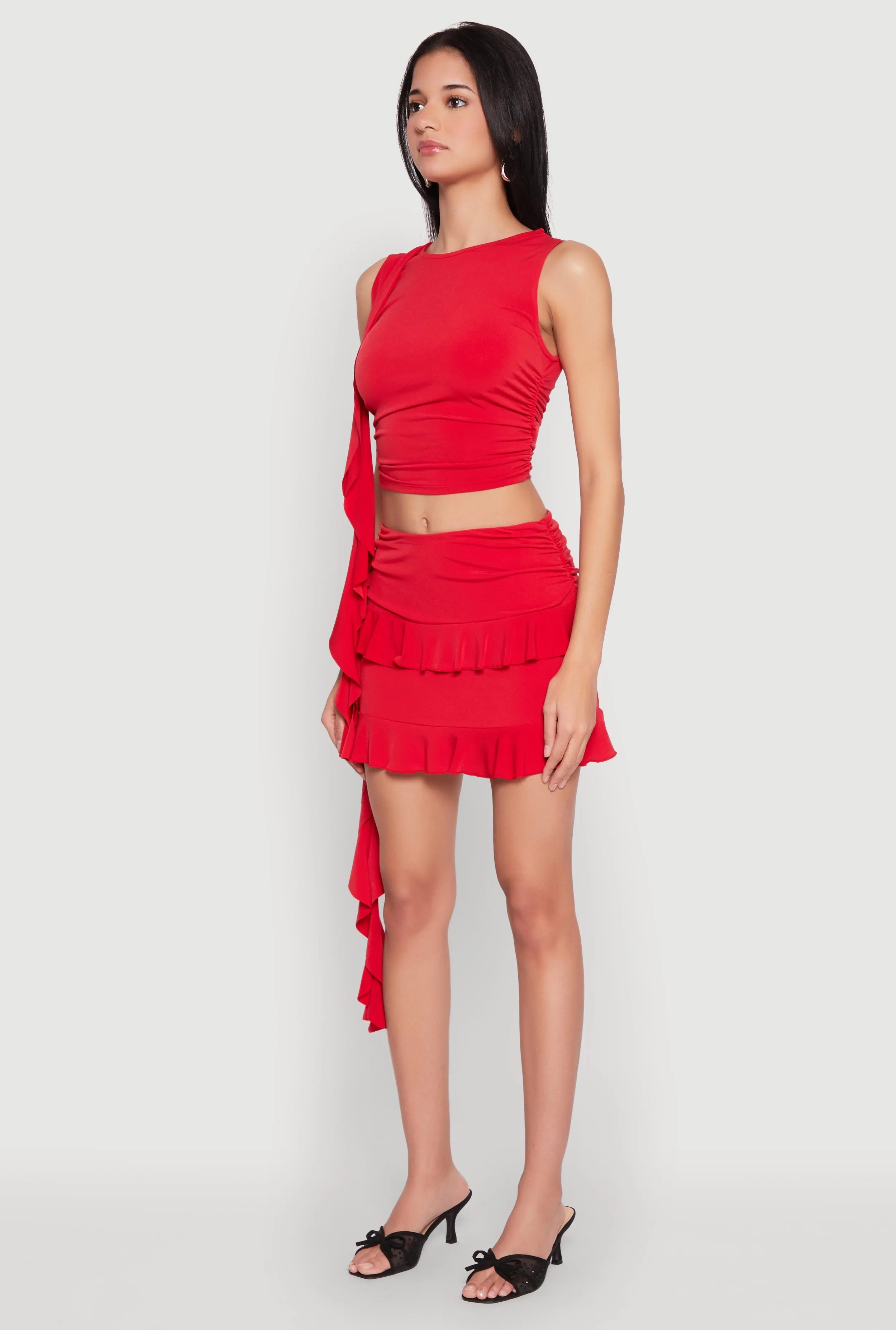 Ruffle Draped Tiered Mini Skirt sold by Rainbow product image thumbnail 3