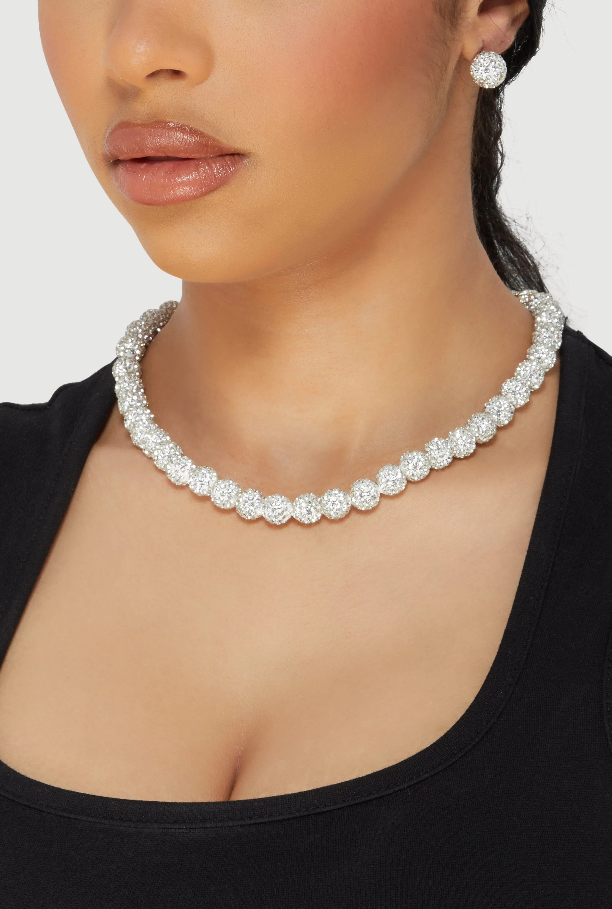 Cubic Zirconia Beaded Necklace and Stud Earrings sold by Rainbow product image thumbnail 2