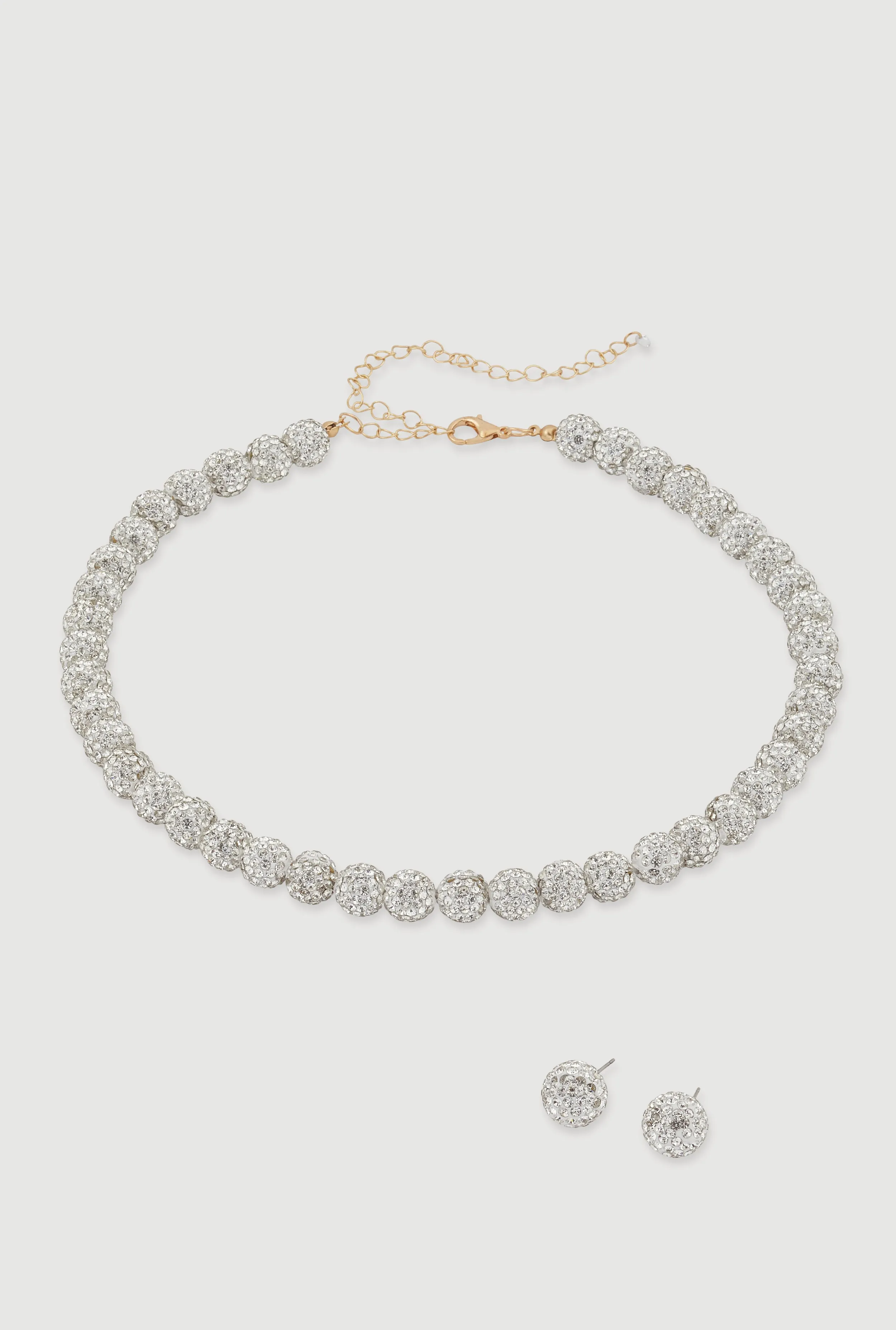 Cubic Zirconia Beaded Necklace and Stud Earrings sold by Rainbow