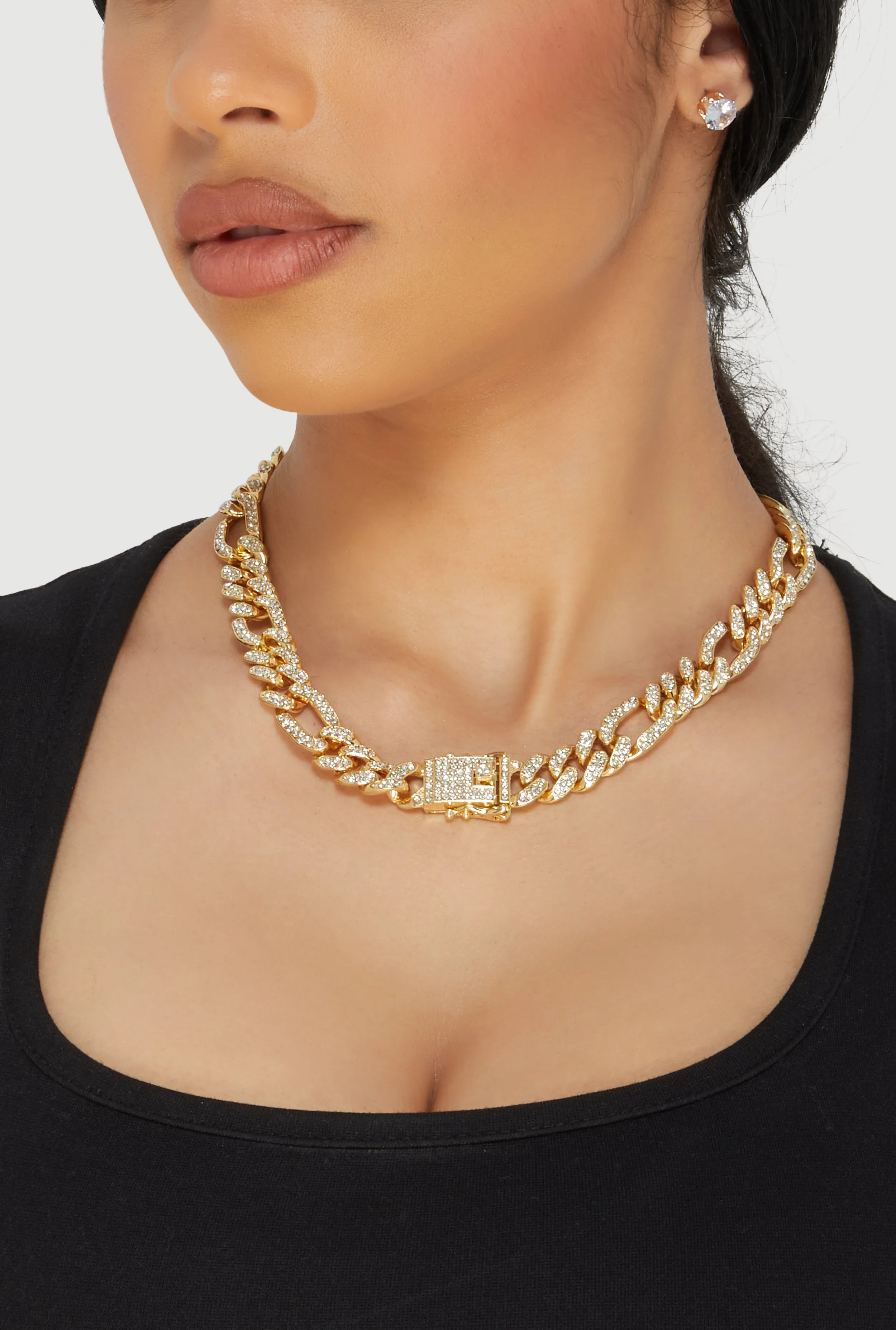 Box Clasp Chain Link Necklace with Stud Earrings sold by Rainbow product image thumbnail 2