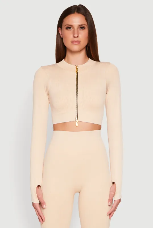 Daisy Ribbed Knit Cropped Track Jacket sold by Rainbow