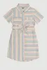Girls Striped Tie Waist Belted Shirt Dress sold by Rainbow