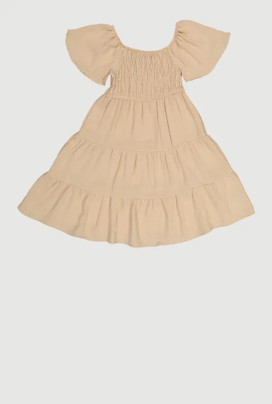 Girls Smocked Tiered Dress sold by Rainbow