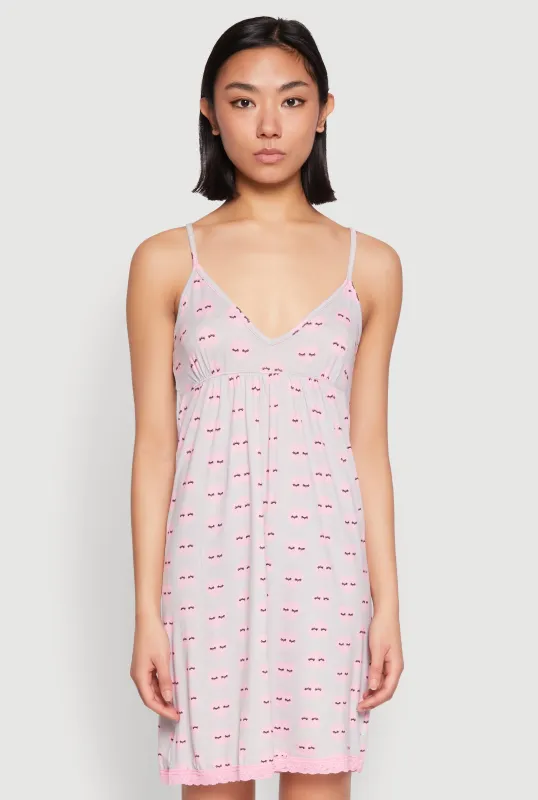 Soft Knit Heart Graphic Print Cami Nightgown sold by Rainbow