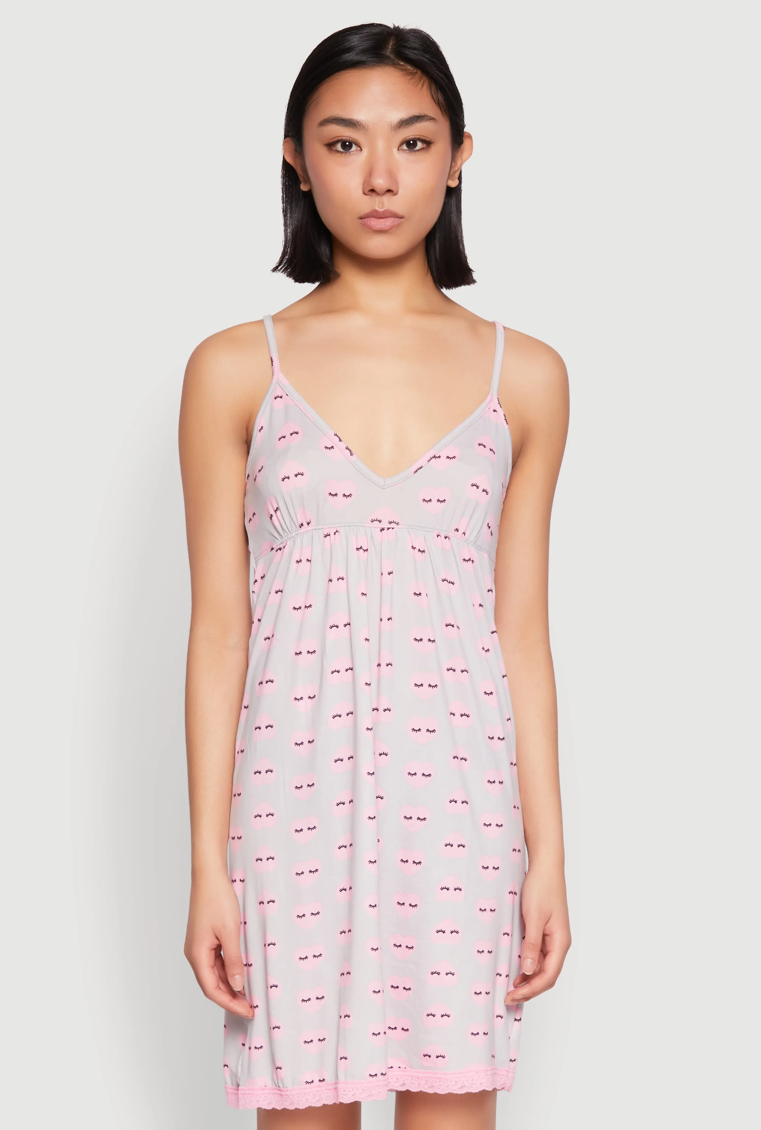 Soft Knit Heart Graphic Print Cami Nightgown sold by Rainbow