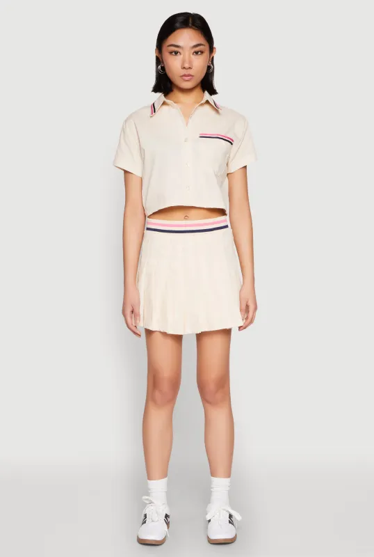 Poplin Varsity Stripe Pleated Skirt sold by Rainbow