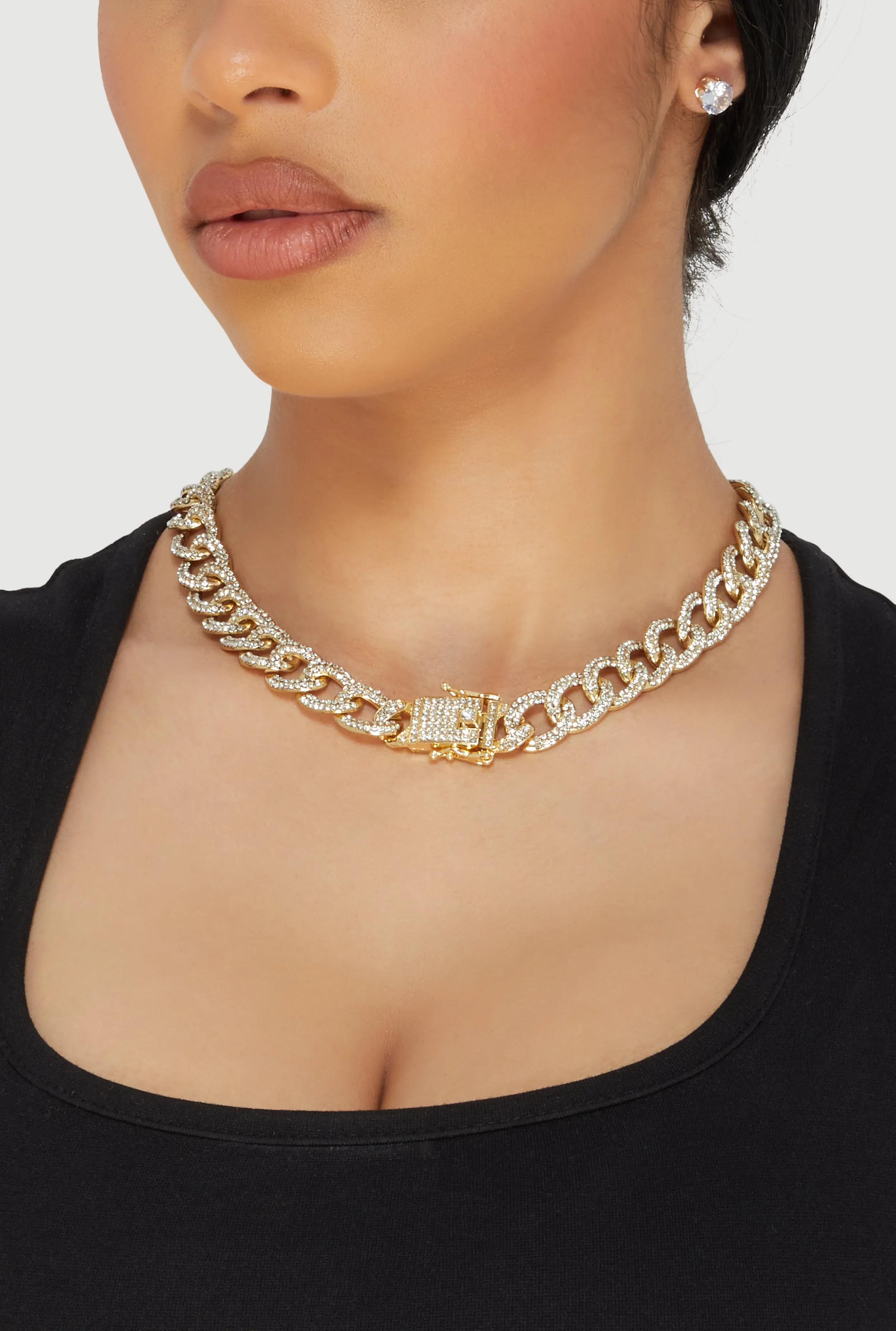 Box Clasp Chain Link Necklace and Stud Earrings sold by Rainbow product image thumbnail 2