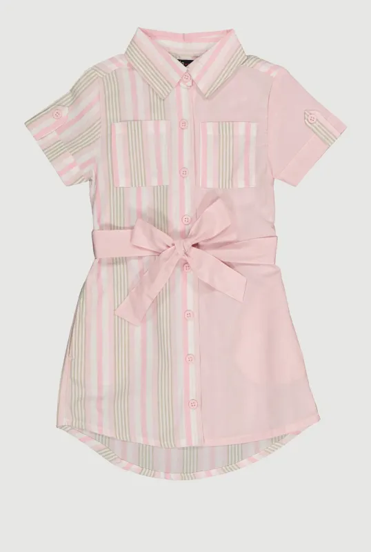 Little Girls Color Block Striped Shirt Dress sold by Rainbow
