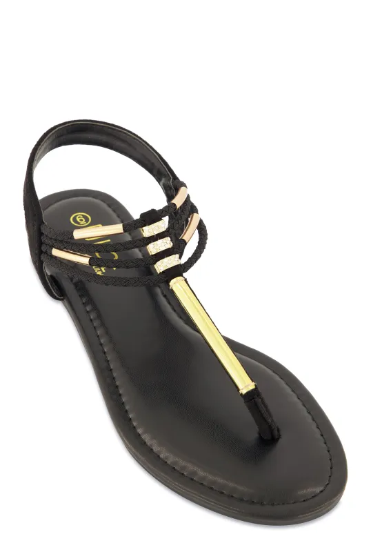 Metallic Detail Corded Thong Sandals sold by Rainbow