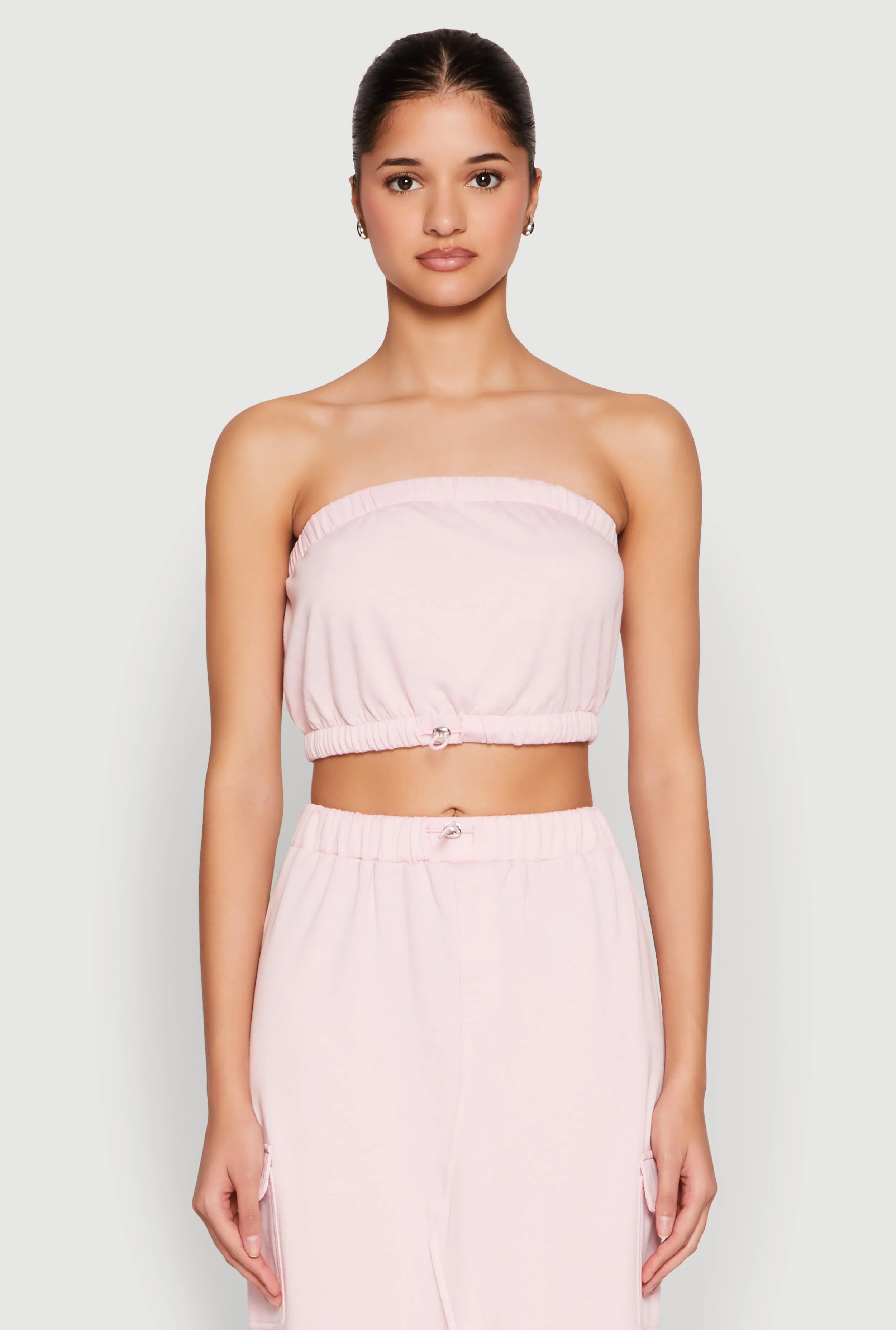 Almost Famous Toggle Drawstring Bandeau Top sold by Rainbow