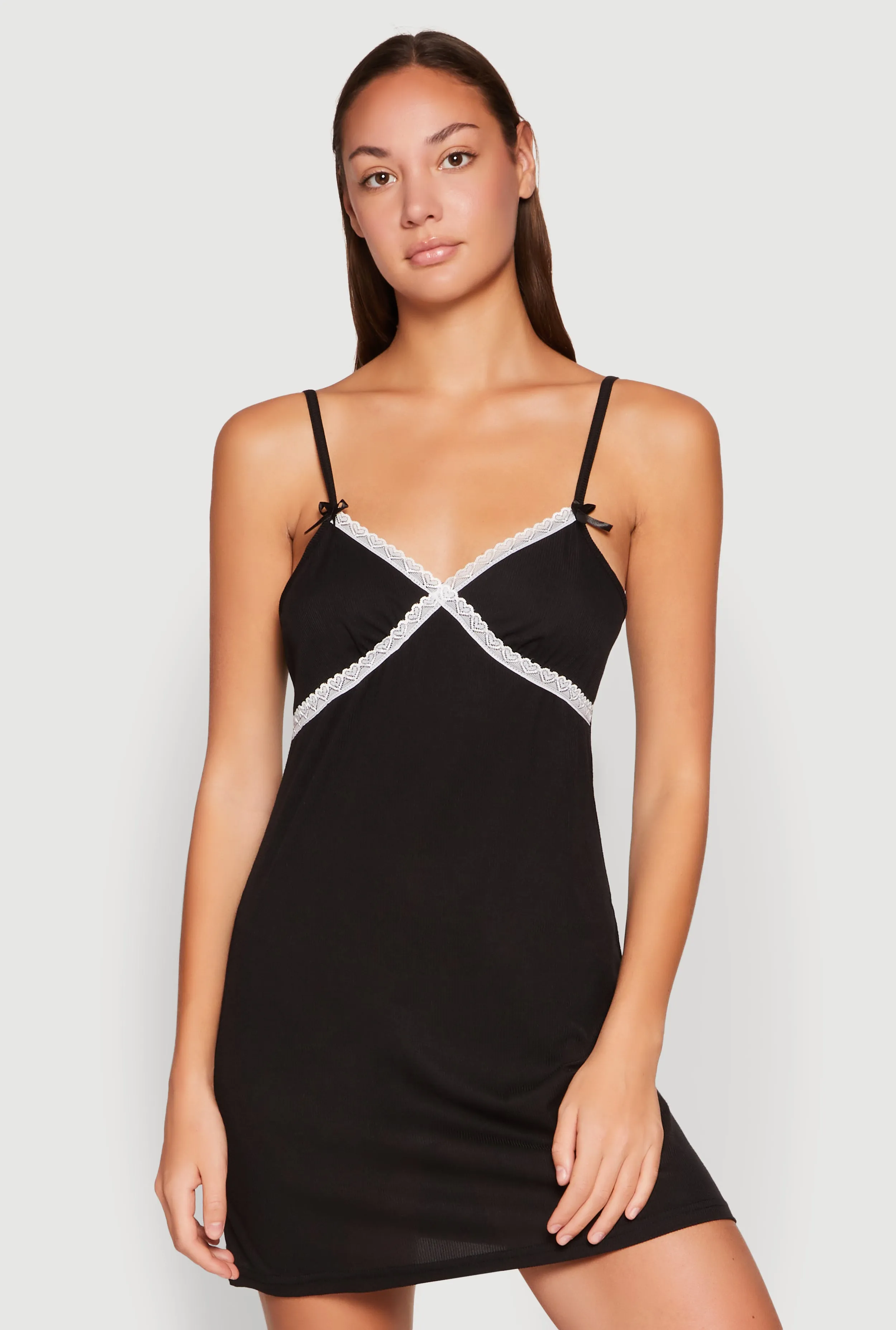 Ribbed Knit Lace Detail Cami Nightgown sold by Rainbow